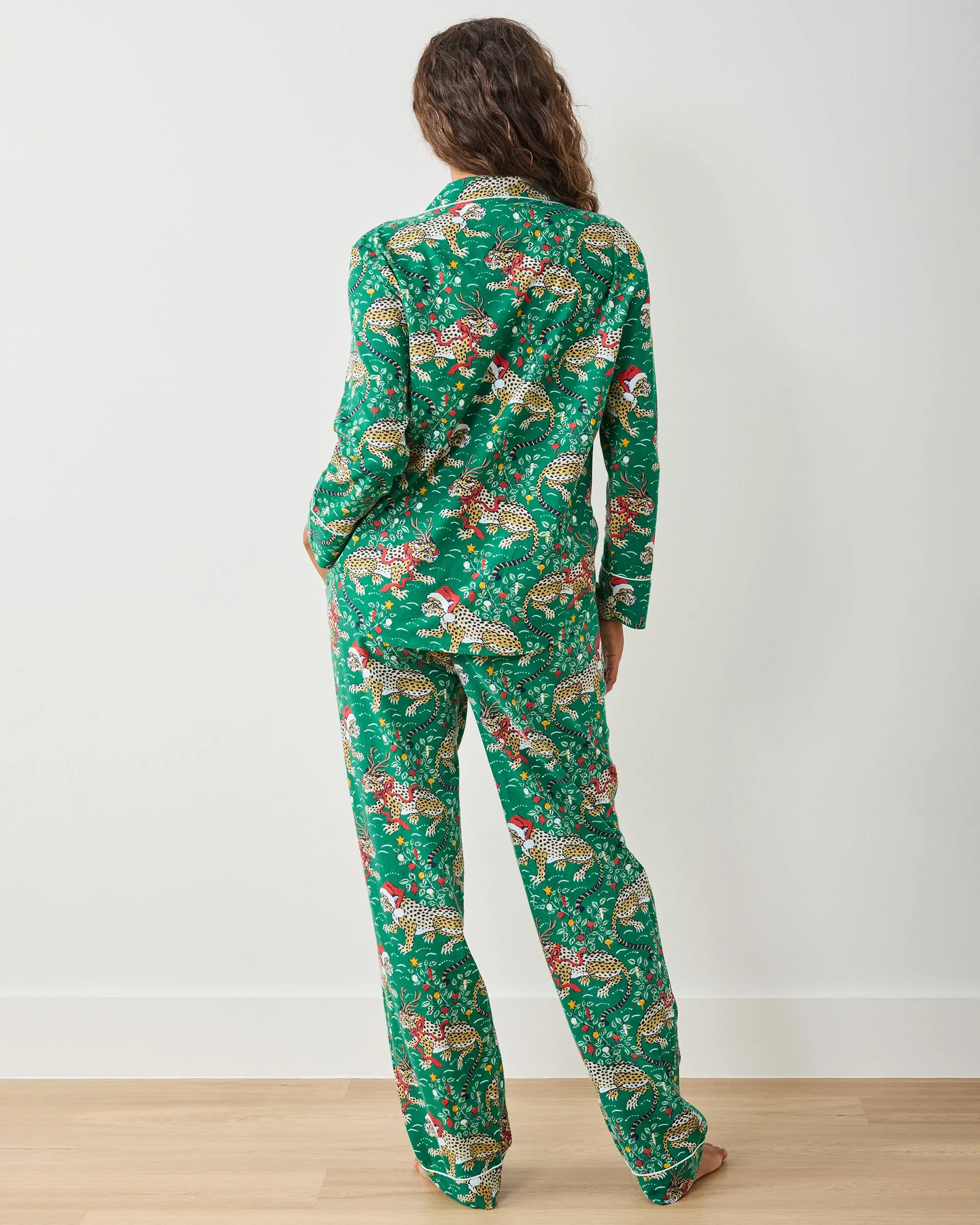 Very Merry Bagheera - Tall Lightweight Flannel Long PJ Set - Mistletoe sold by Printfresh product image thumbnail 5