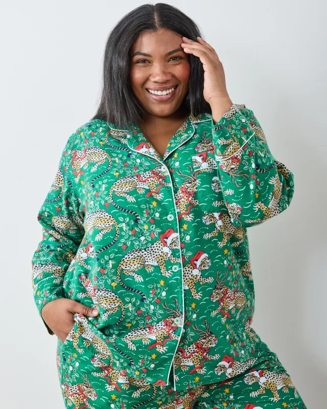 Very Merry Bagheera - Tall Lightweight Flannel Long PJ Set - Mistletoe sold by Printfresh