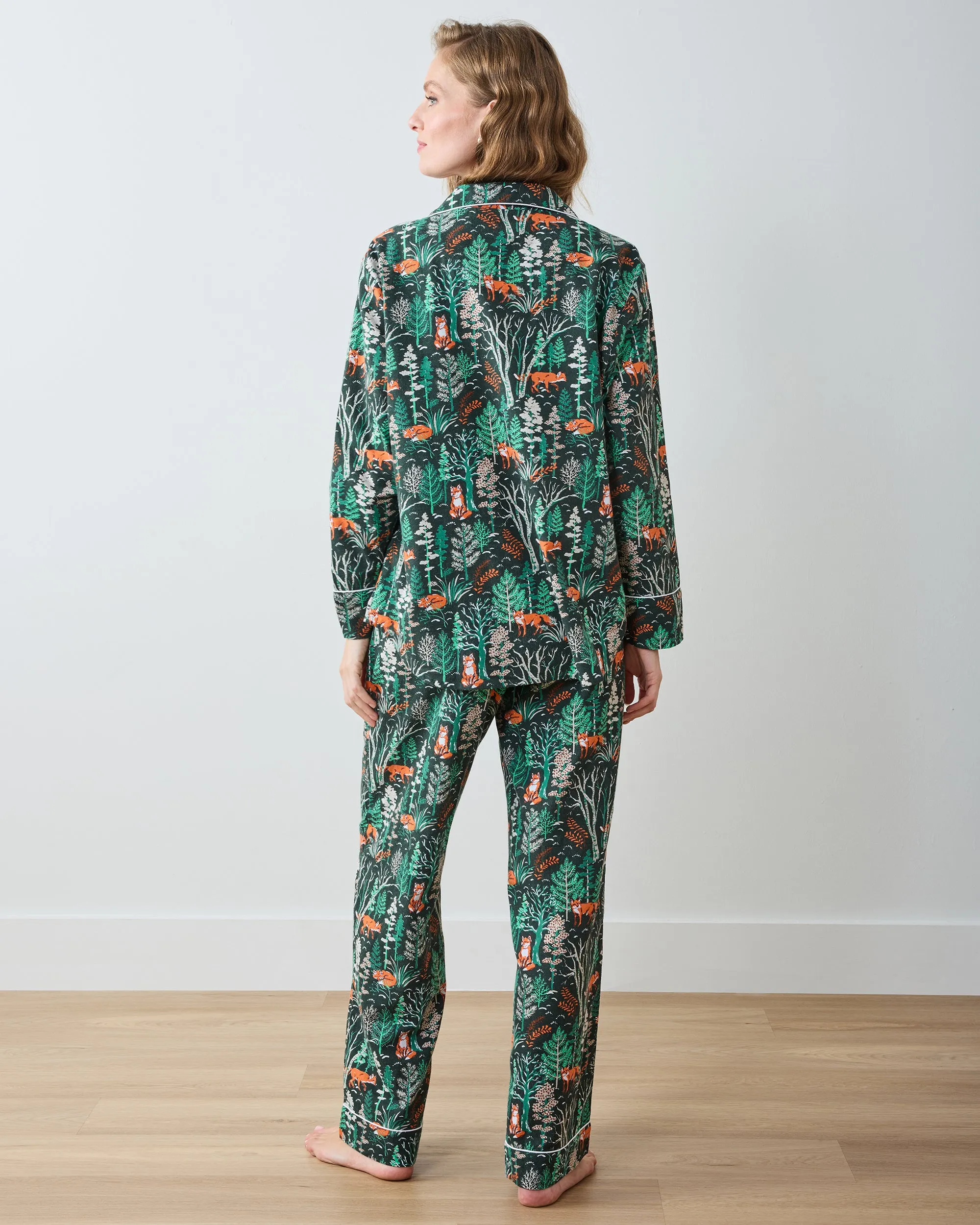 Fox & Folklore - Lightweight Flannel Long PJ Set - Juniper sold by Printfresh product image thumbnail 5