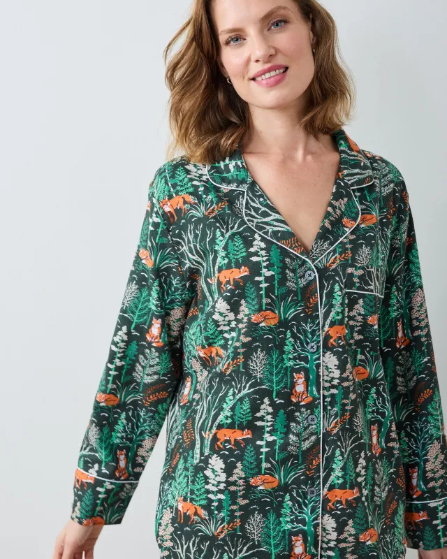 Fox & Folklore - Lightweight Flannel Long PJ Set - Juniper sold by Printfresh