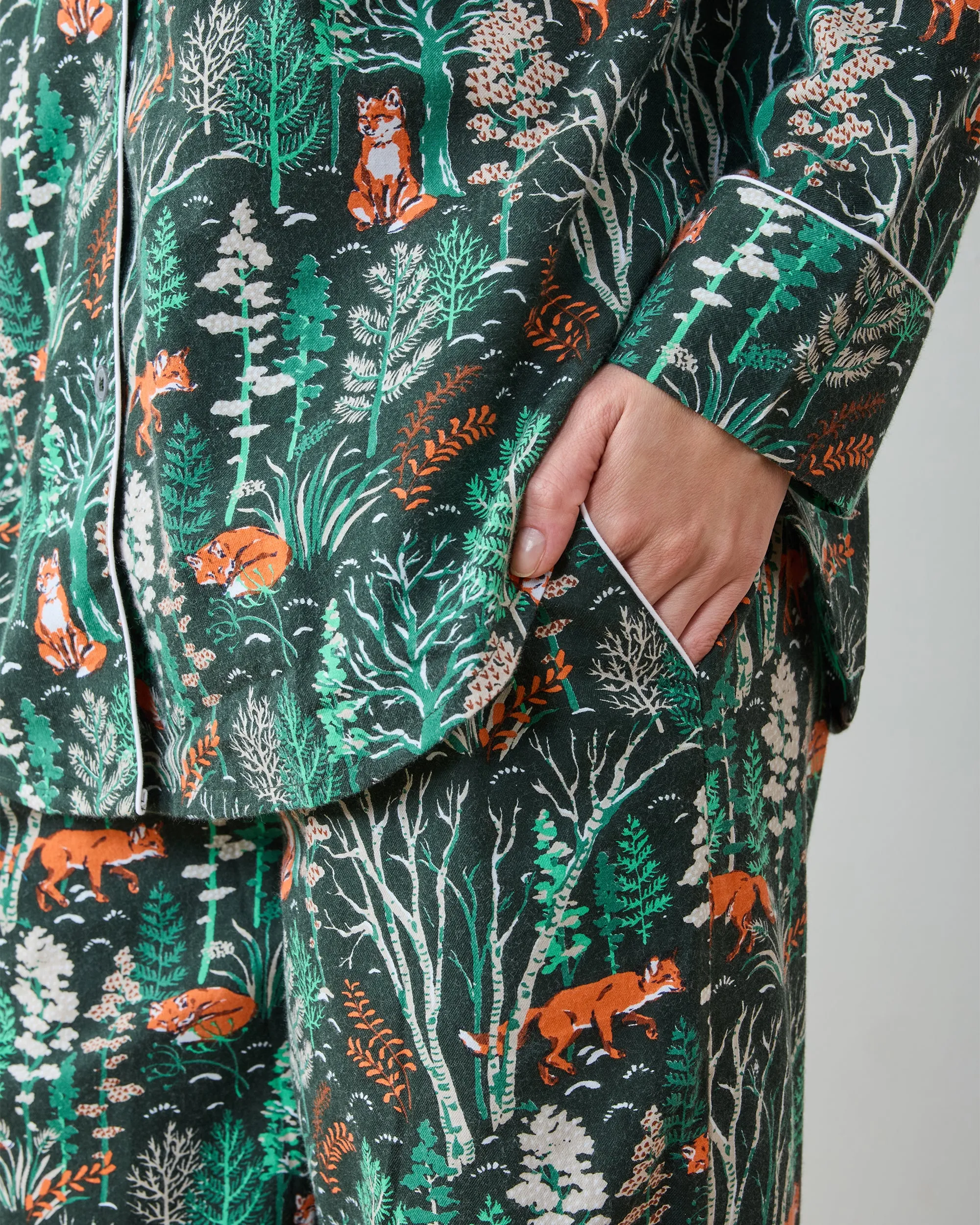 Fox & Folklore - Lightweight Flannel Long PJ Set - Juniper sold by Printfresh product image thumbnail 3