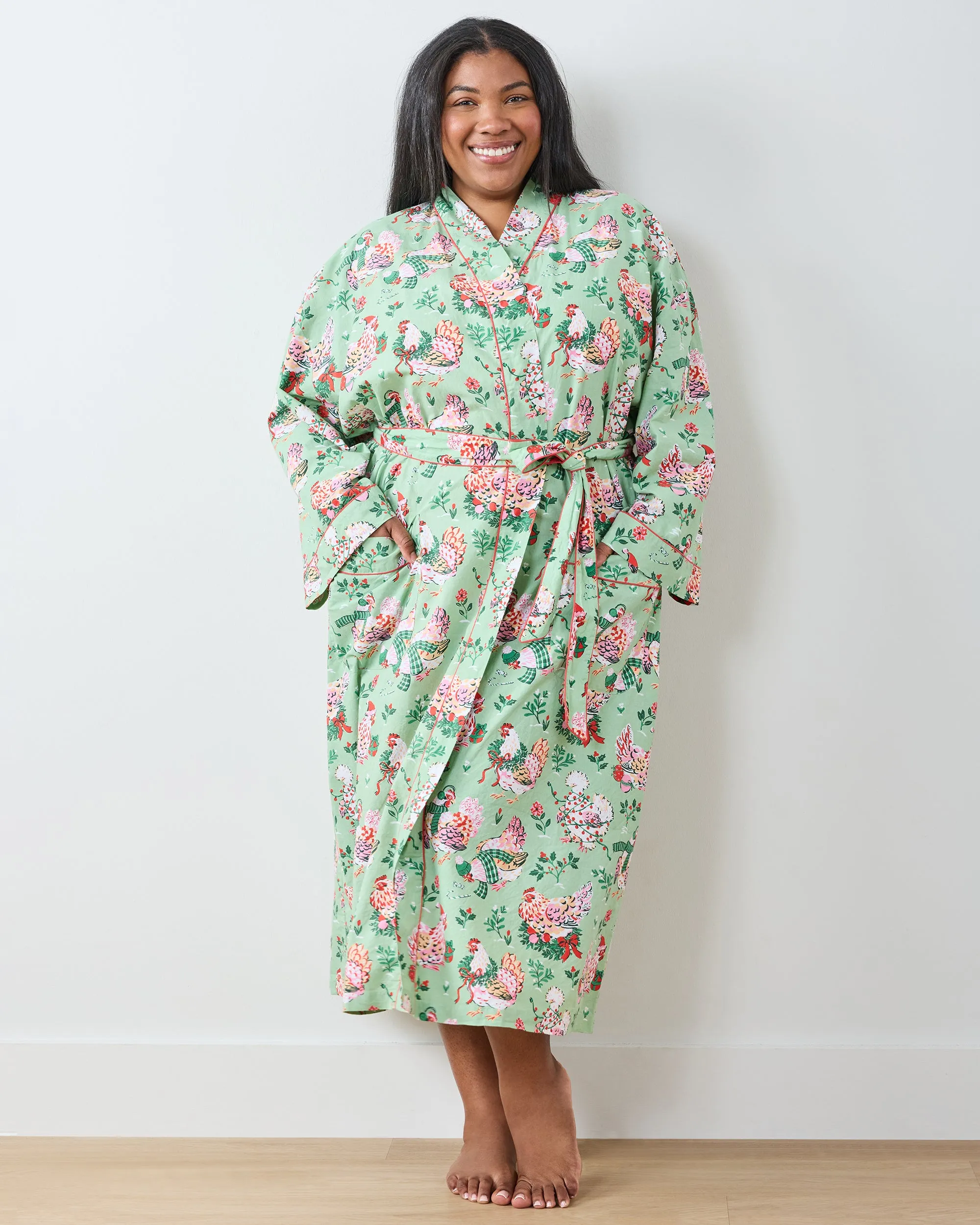 Holiday Hens - Lounge Robe - Sage sold by Printfresh product image thumbnail 5