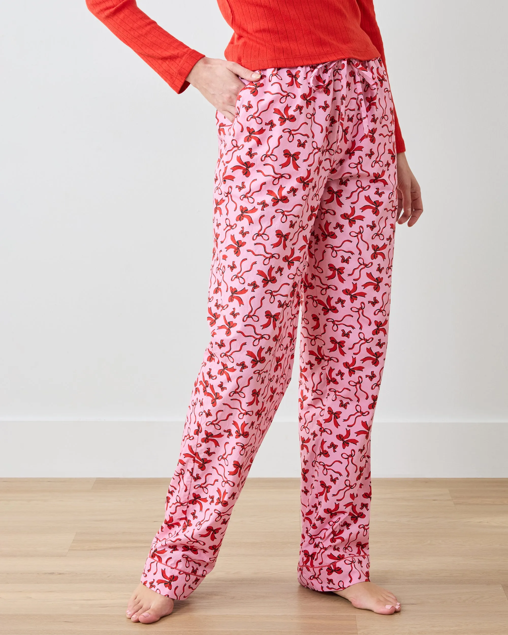 Red Ribbons - Tall PJ Pants - Pink Tinsel sold by Printfresh product image thumbnail 3
