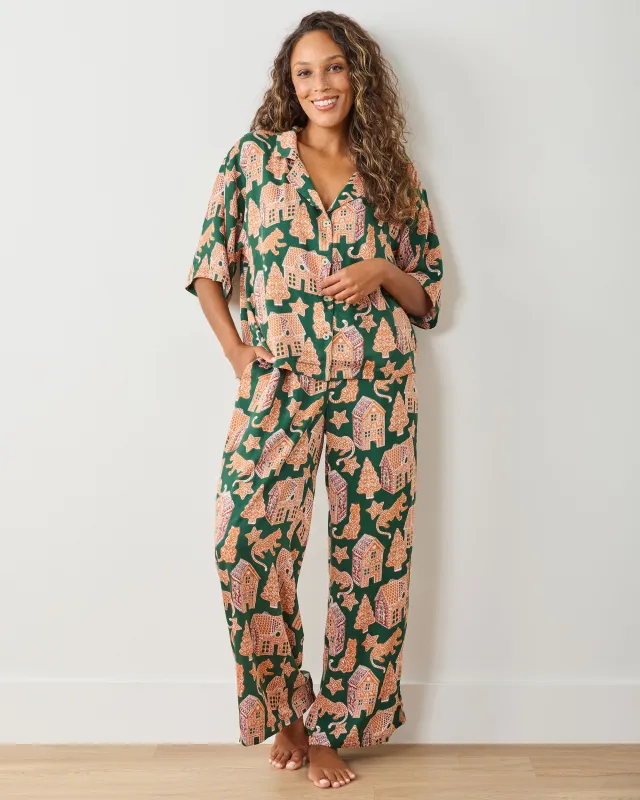 Gingerbread Party - Tall Eco Satin Wildest Dreams Set - Hunter Green sold by Printfresh