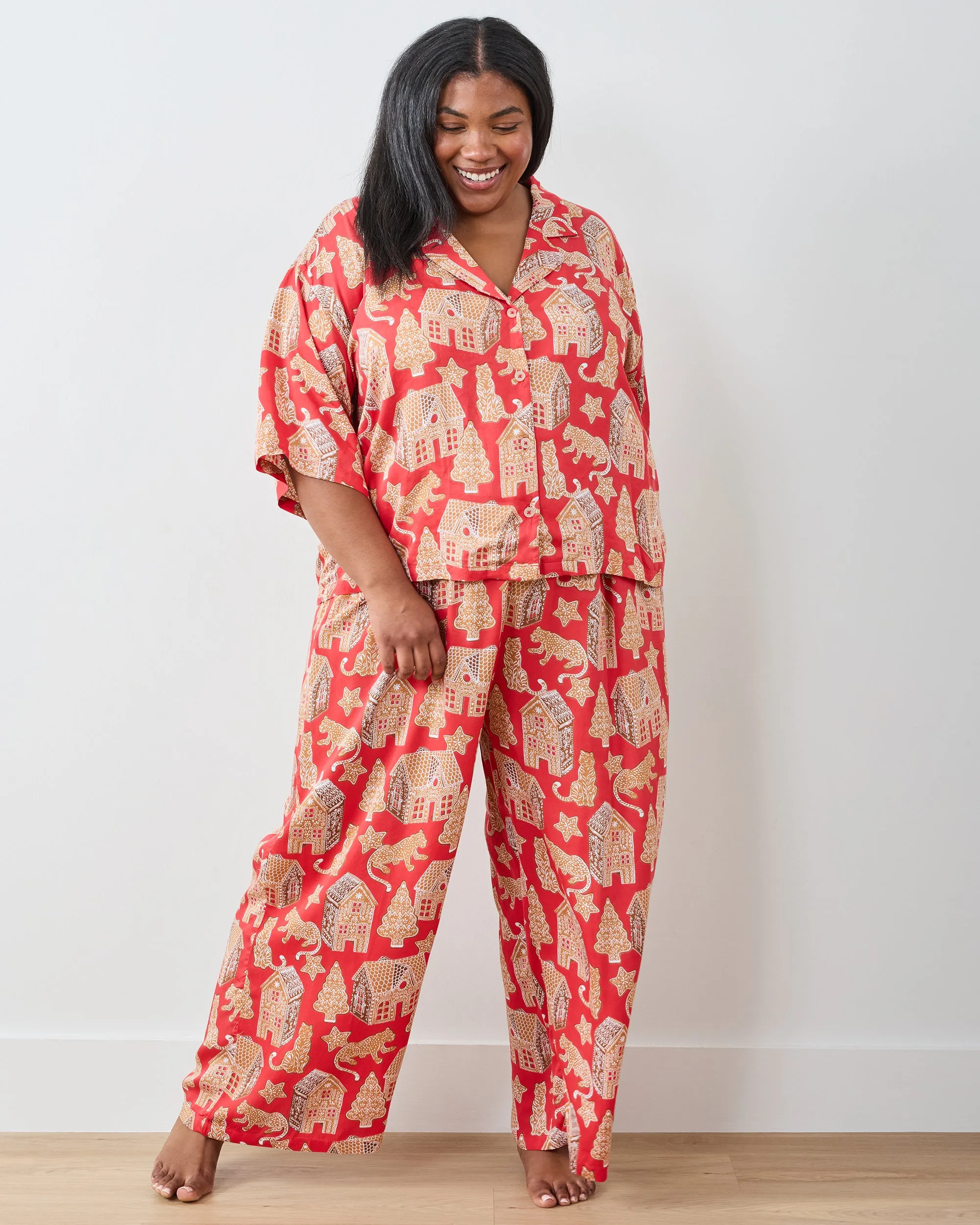 Gingerbread Party - Tall Eco Satin Wildest Dreams Set - Ruby sold by Printfresh