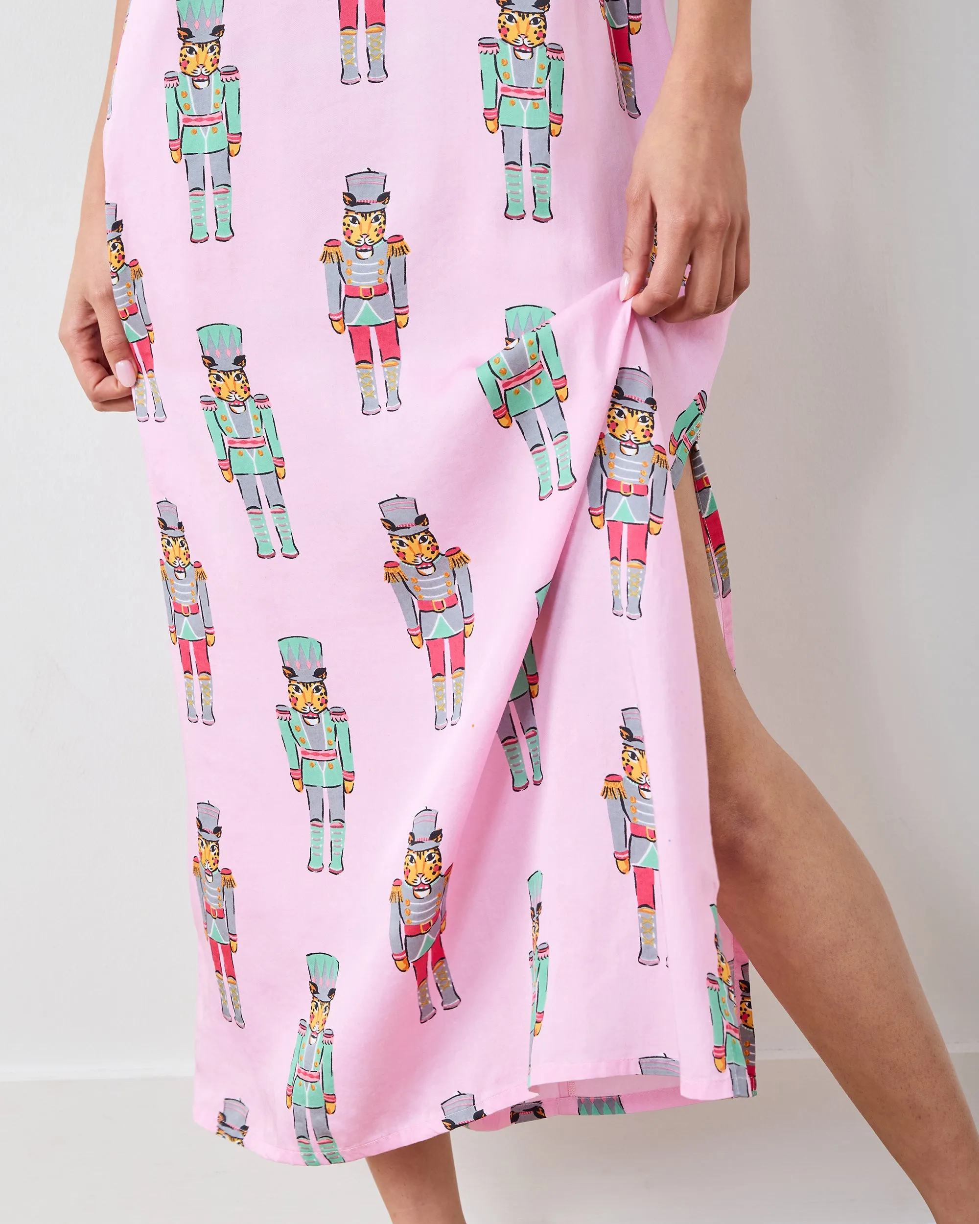 Leopard Nutcrackers - Eco Satin Chic to Sleep Nightie - Pink Candy Cane sold by Printfresh product image thumbnail 4