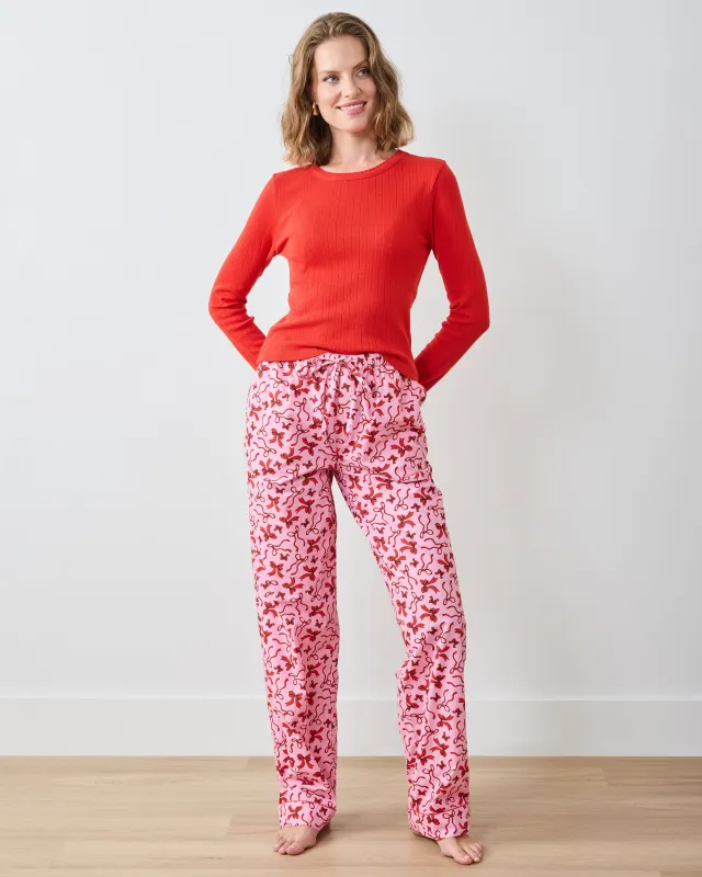 Red Ribbons - Petite PJ Pants - Pink Tinsel sold by Printfresh