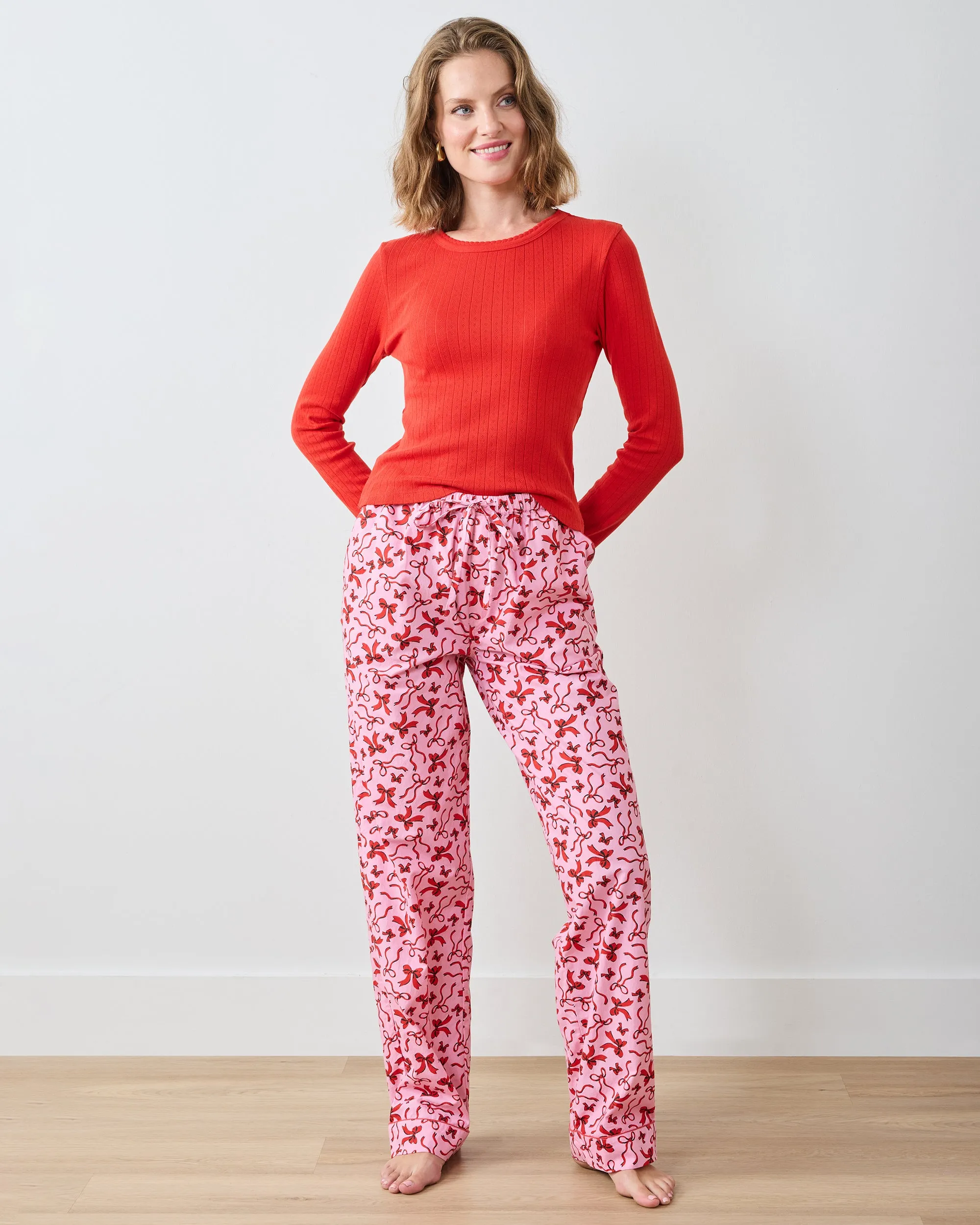Red Ribbons - Petite PJ Pants - Pink Tinsel sold by Printfresh