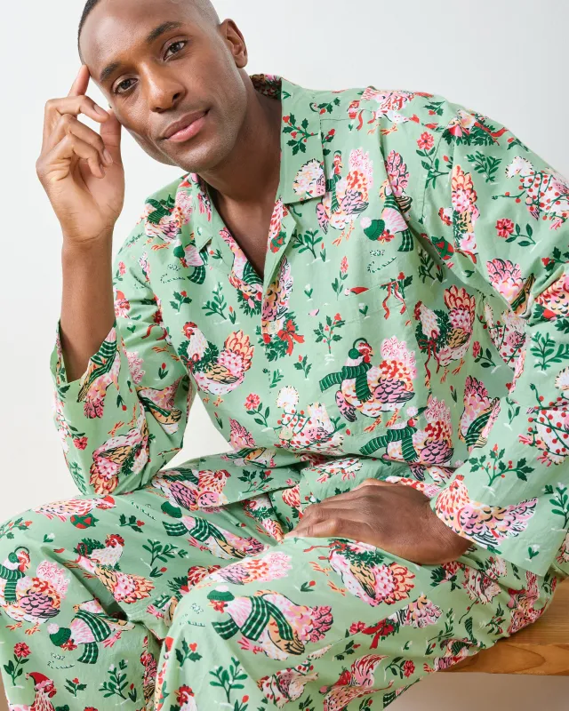 Holiday Hens - Men's Long PJ Set - Sage sold by Printfresh