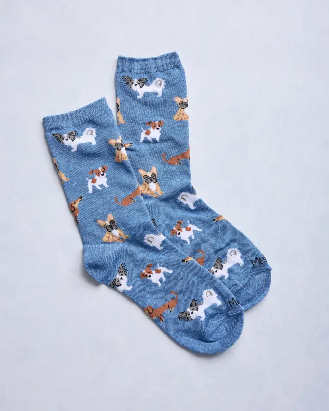 Denim Heather - They Call it Puppy Love Crew Socks sold by Printfresh