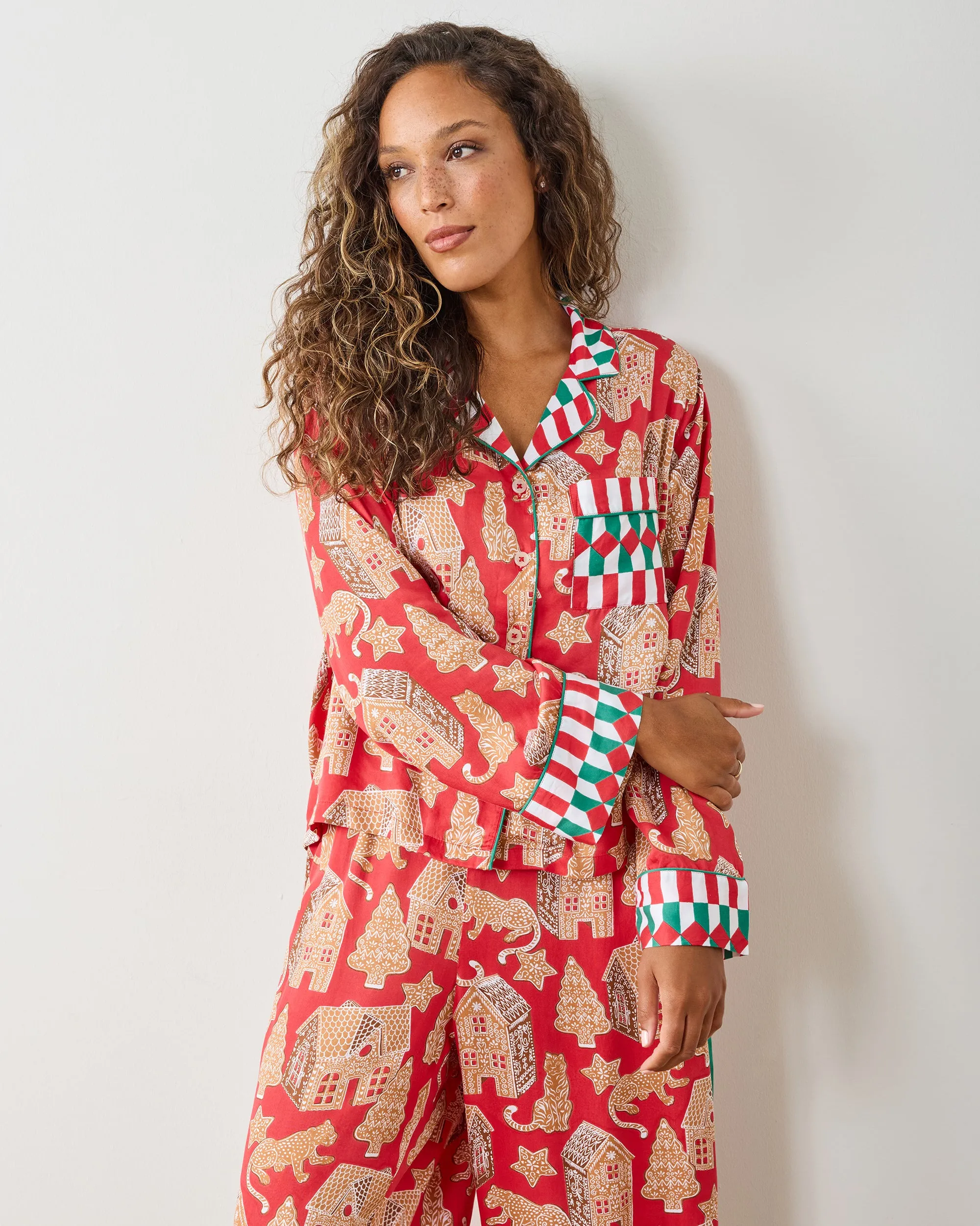 Gingerbread Party - Eco Satin Rittenhouse Set - Ruby sold by Printfresh