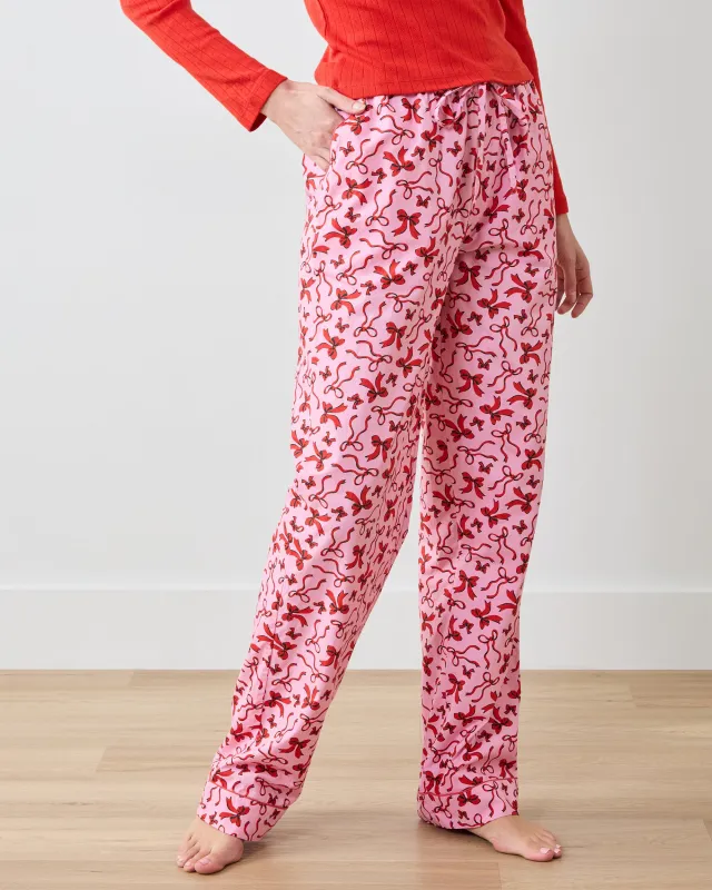 Red Ribbons - PJ Pants - Pink Tinsel sold by Printfresh