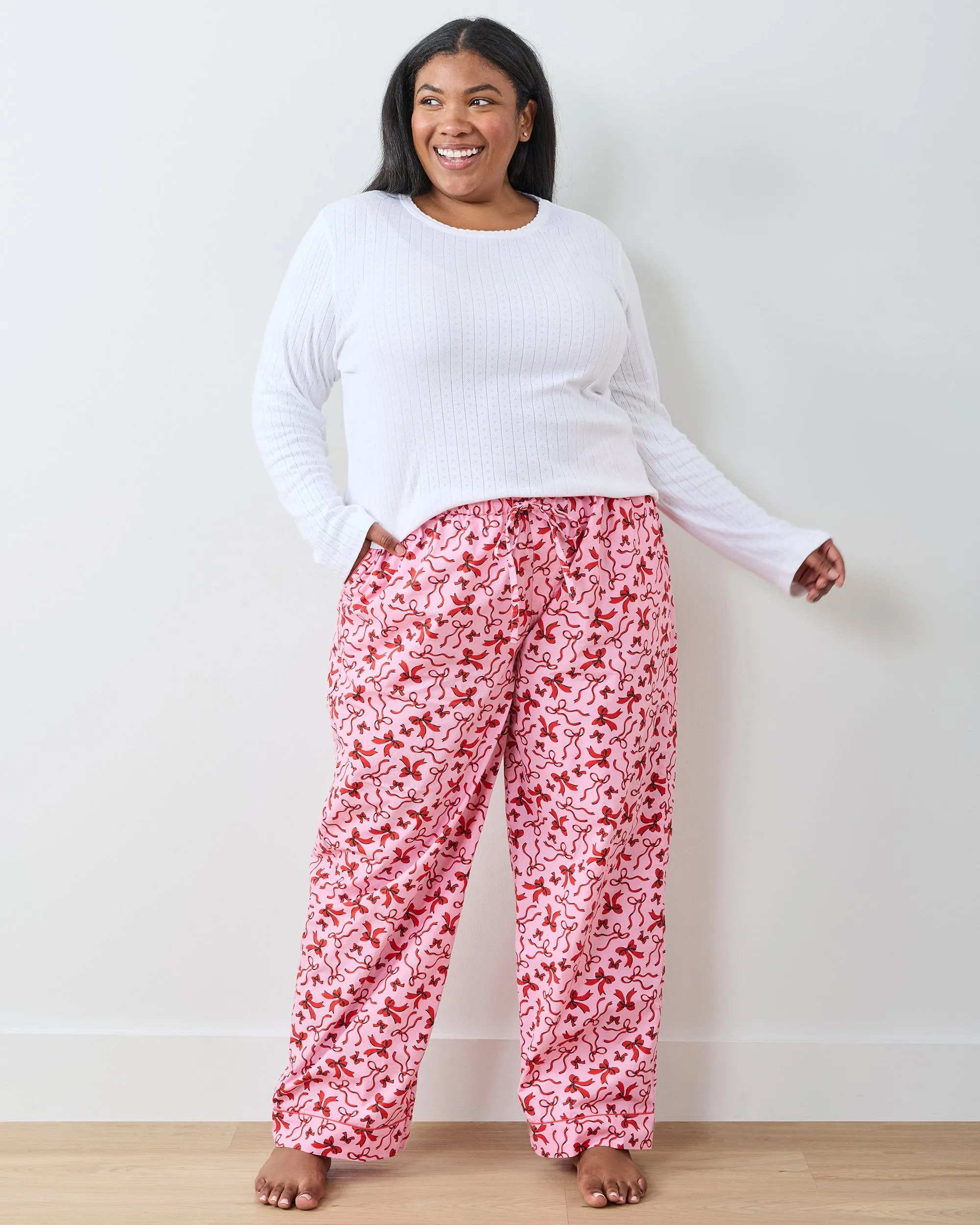Red Ribbons - PJ Pants - Pink Tinsel sold by Printfresh product image thumbnail 2