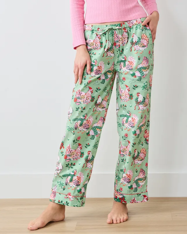 Holiday Hens - PJ Pants - Sage sold by Printfresh