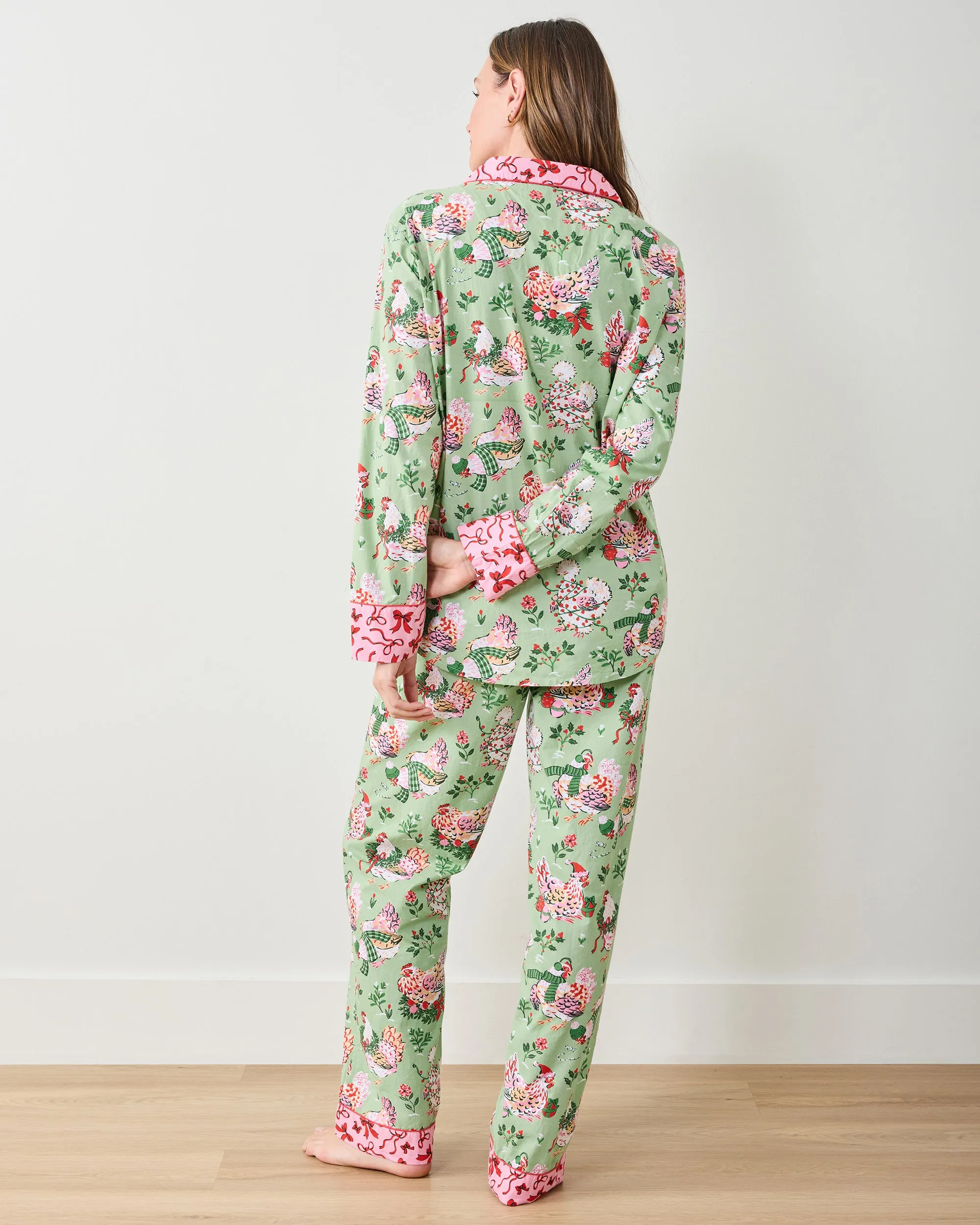 Holiday Hens - Petite Long PJ Set - Sage sold by Printfresh product image thumbnail 5