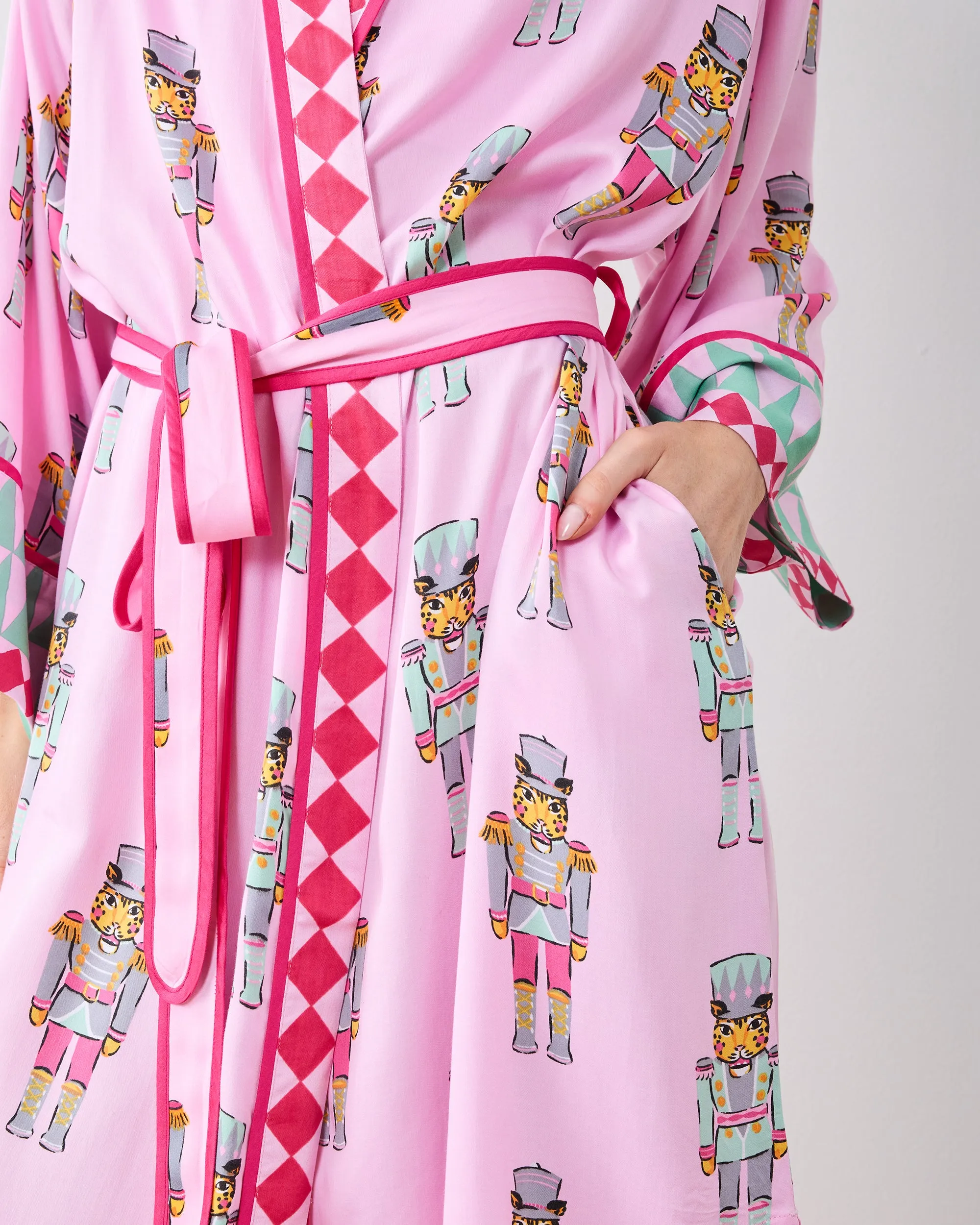 Leopard Nutcrackers - Eco Satin Robe - Pink Candy Cane sold by Printfresh product image thumbnail 3