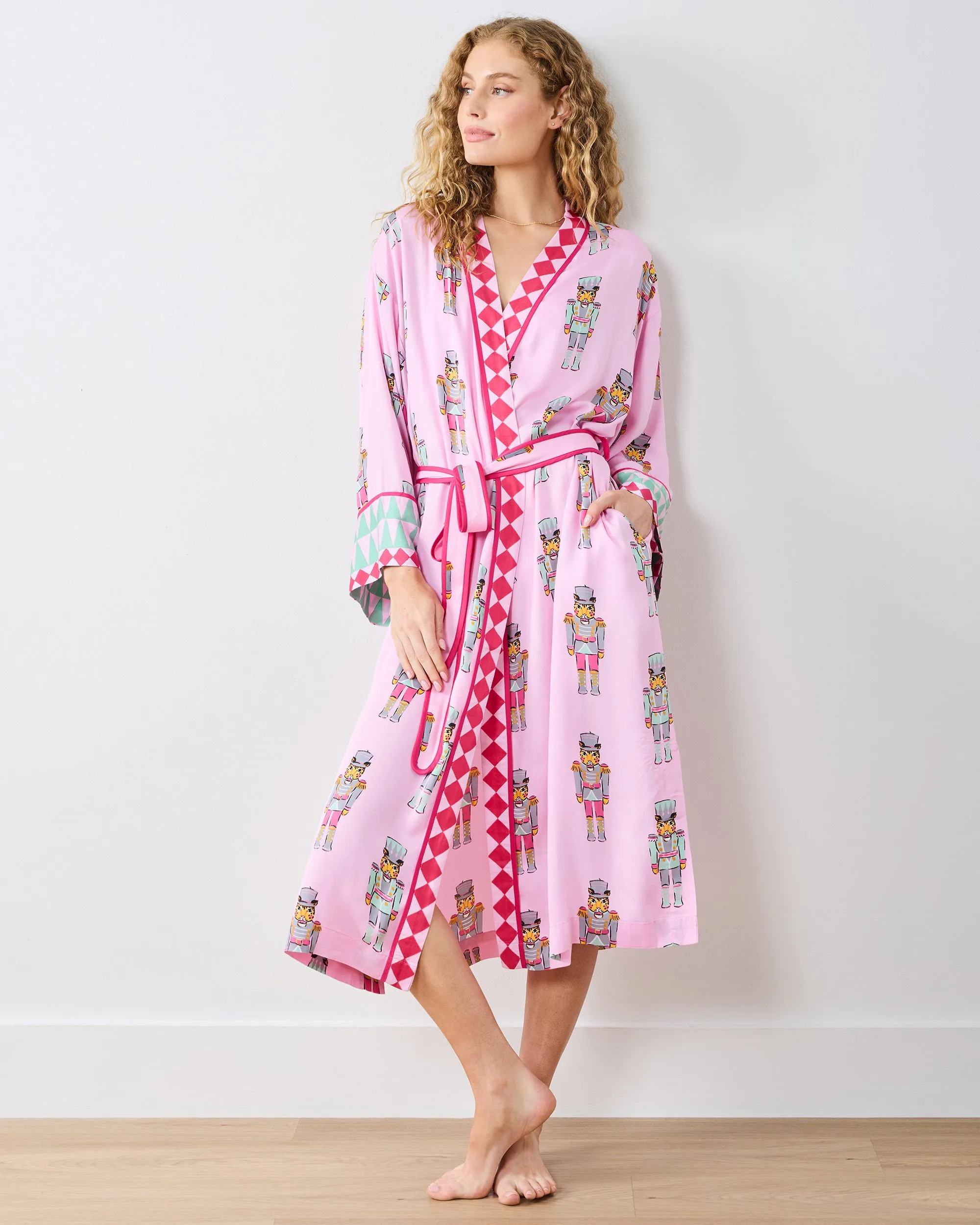 Leopard Nutcrackers - Eco Satin Robe - Pink Candy Cane sold by Printfresh product image thumbnail 2