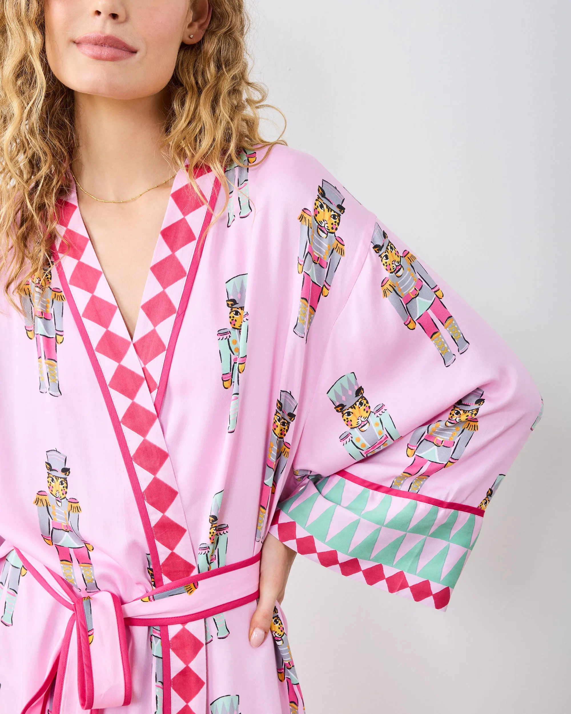 Leopard Nutcrackers - Eco Satin Robe - Pink Candy Cane sold by Printfresh product image thumbnail 5