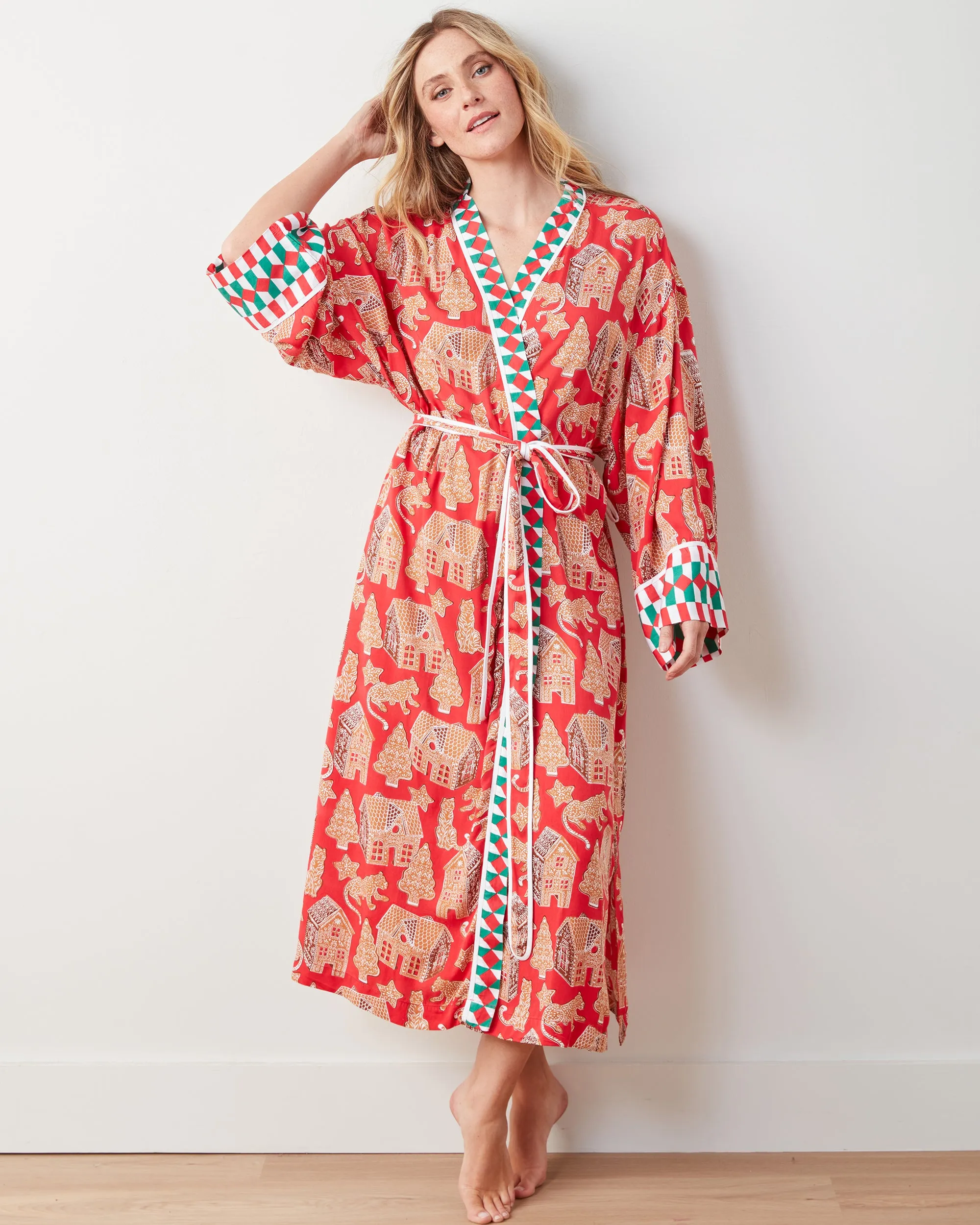 Gingerbread Party - Eco Satin Robe - Ruby sold by Printfresh product image thumbnail 3