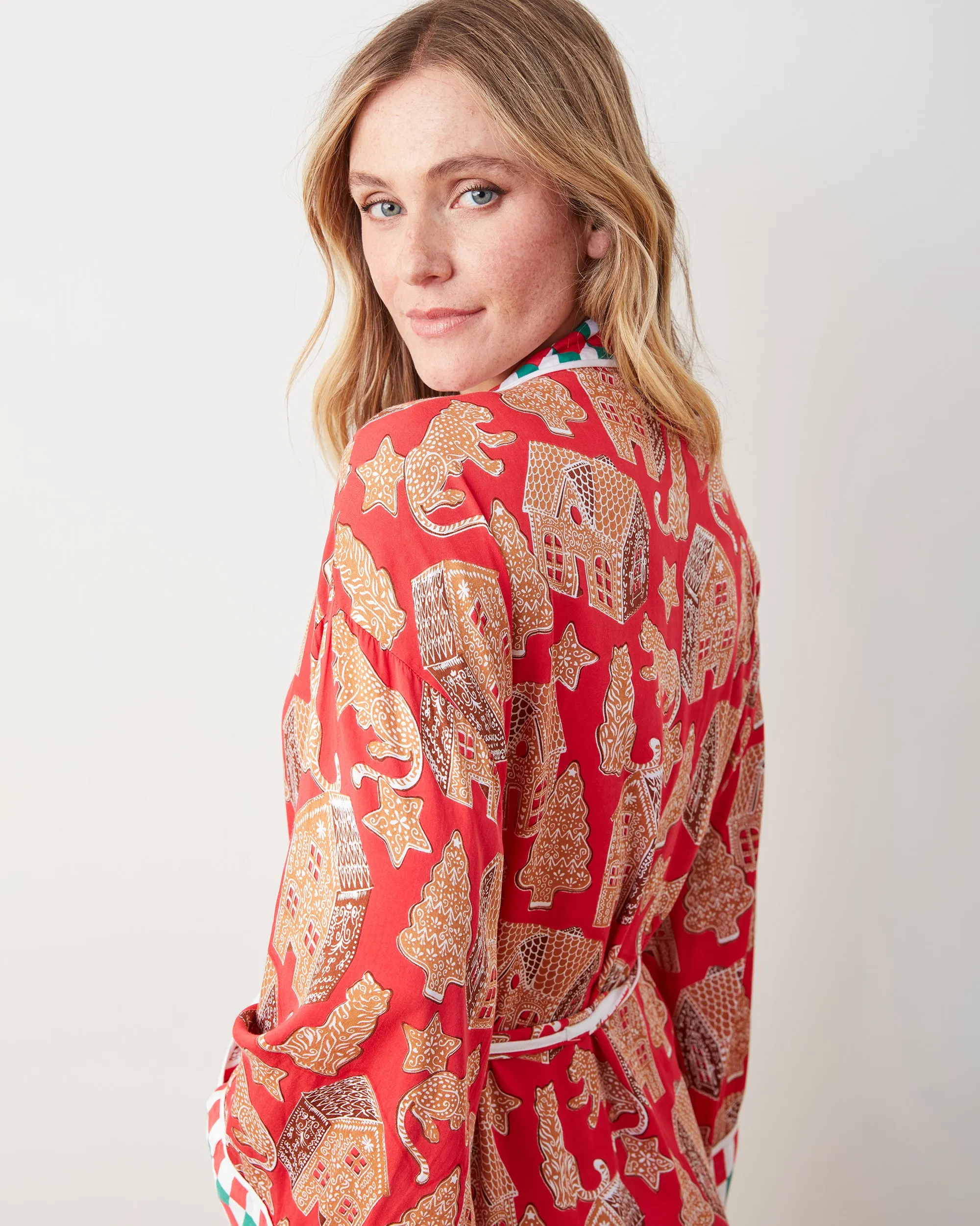 Gingerbread Party - Eco Satin Robe - Ruby sold by Printfresh product image thumbnail 4