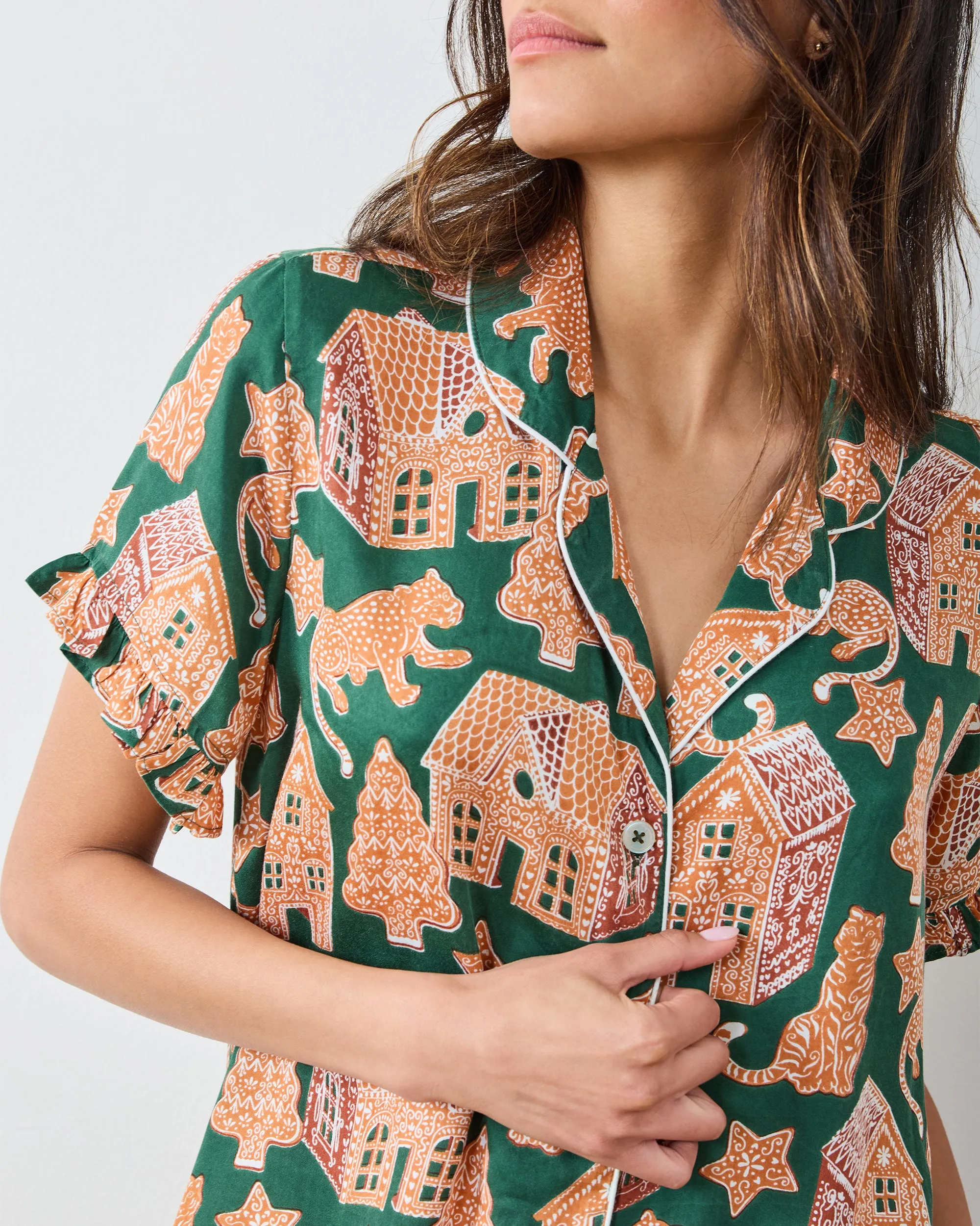 Gingerbread Party - Eco Satin Ruffle Set - Hunter Green sold by Printfresh product image thumbnail 3