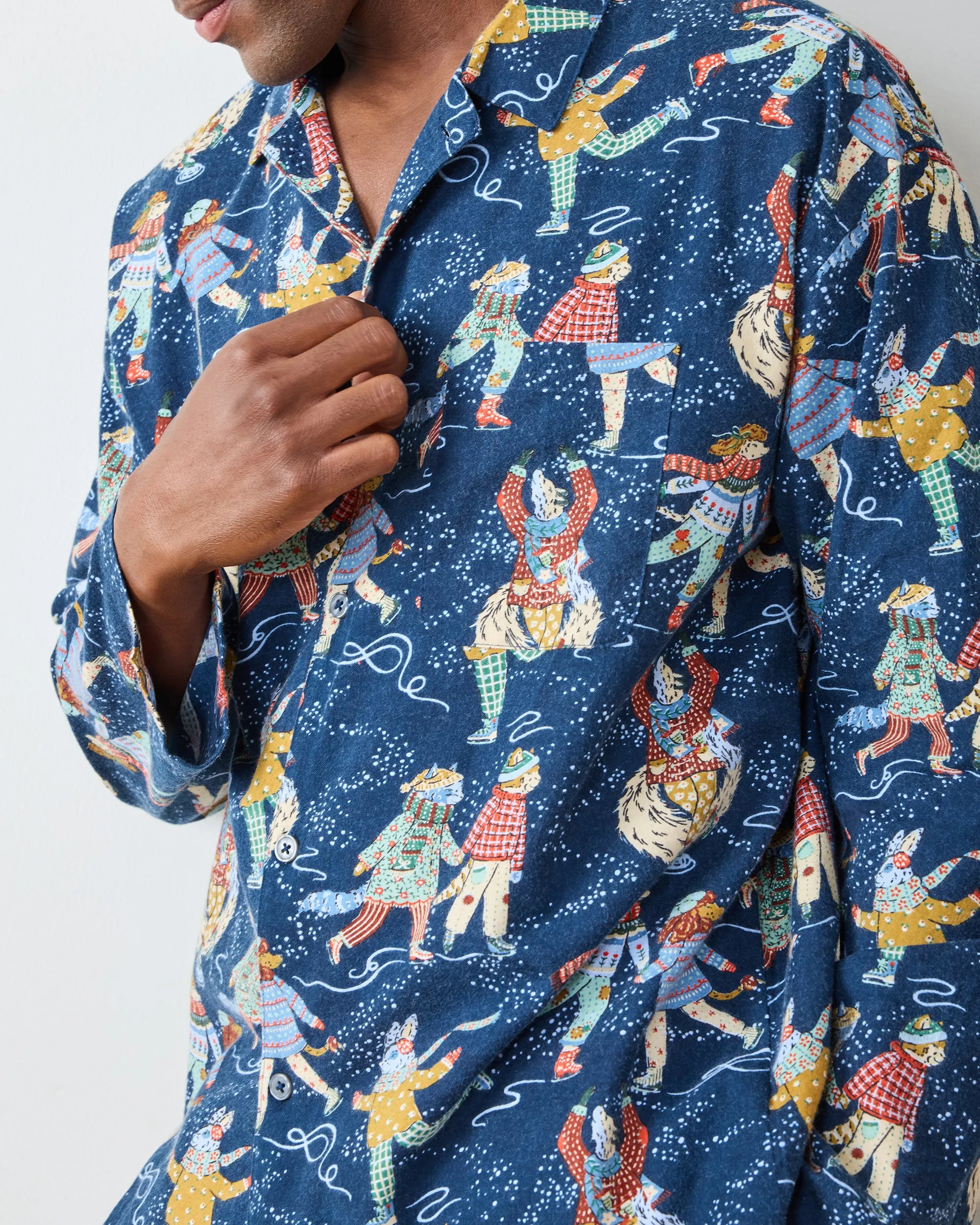 Figure Skaters - Men's Lightweight Flannel Long PJ Set - Frozen Pond sold by Printfresh product image thumbnail 2