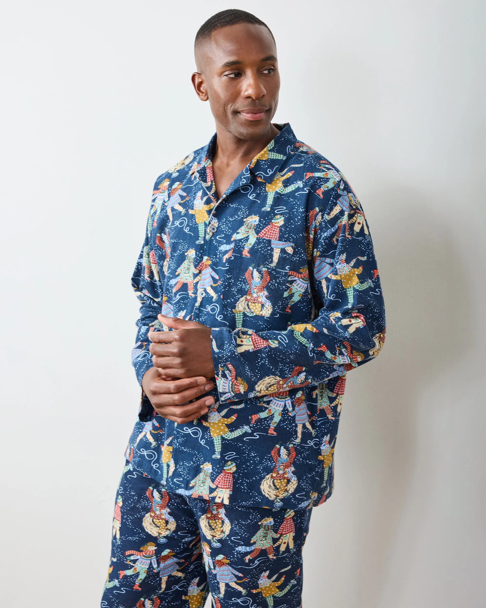 Figure Skaters - Men's Lightweight Flannel Long PJ Set - Frozen Pond sold by Printfresh