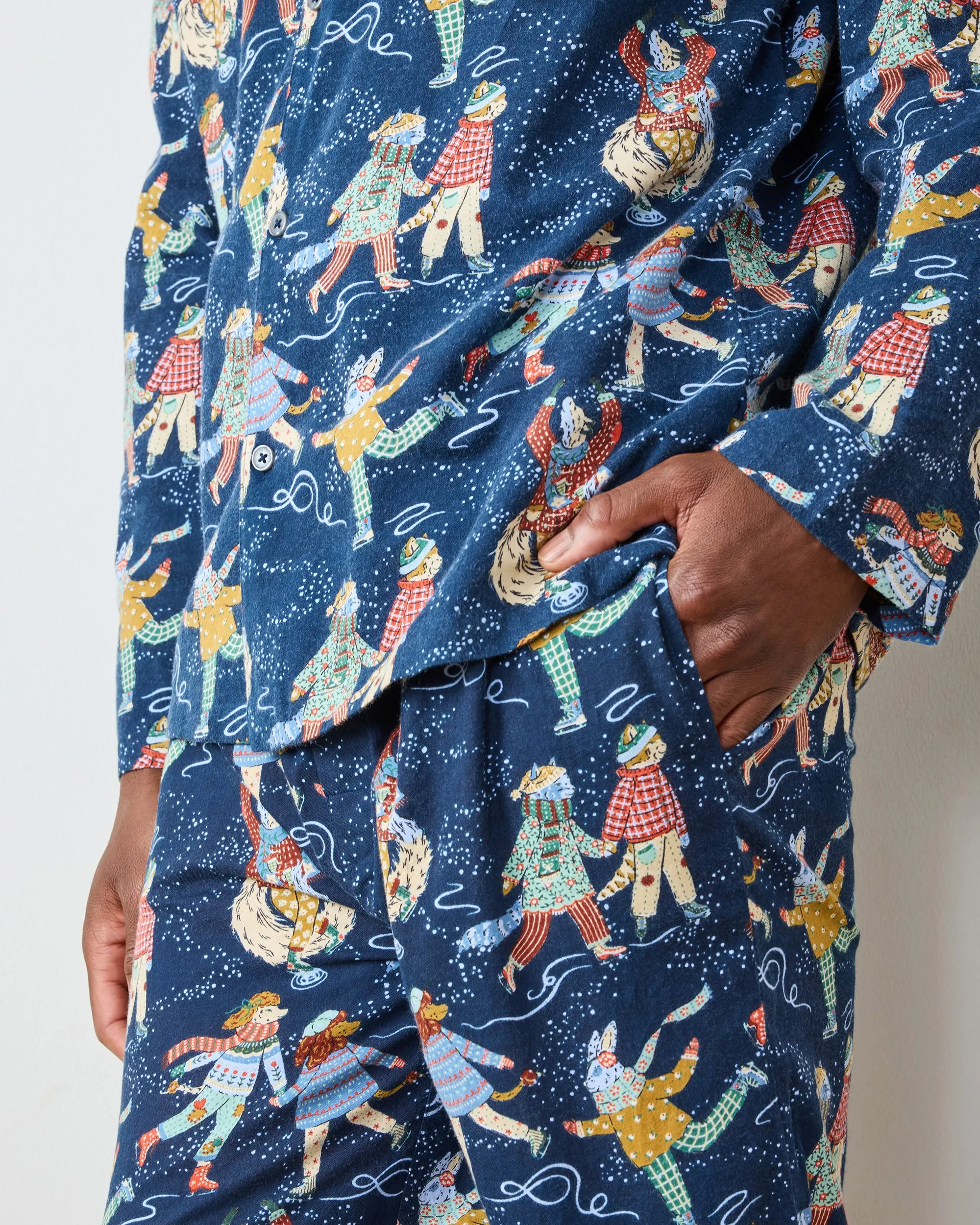 Figure Skaters - Men's Lightweight Flannel Long PJ Set - Frozen Pond sold by Printfresh product image thumbnail 3