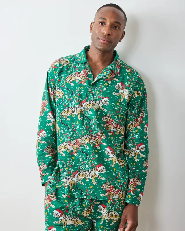 Very Merry Bagheera - Men's Lightweight Flannel Long PJ Set - Mistletoe sold by Printfresh