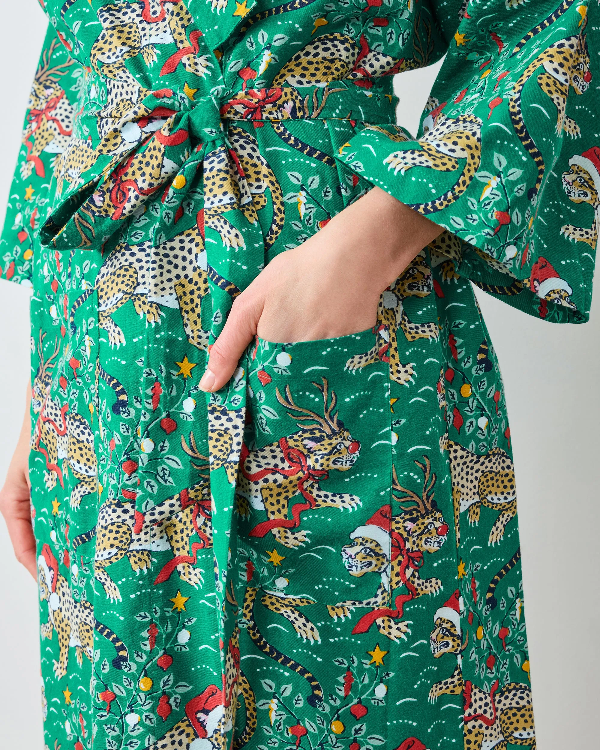 Very Merry Bagheera - Lightweight Flannel Long Robe - Mistletoe sold by Printfresh product image thumbnail 2