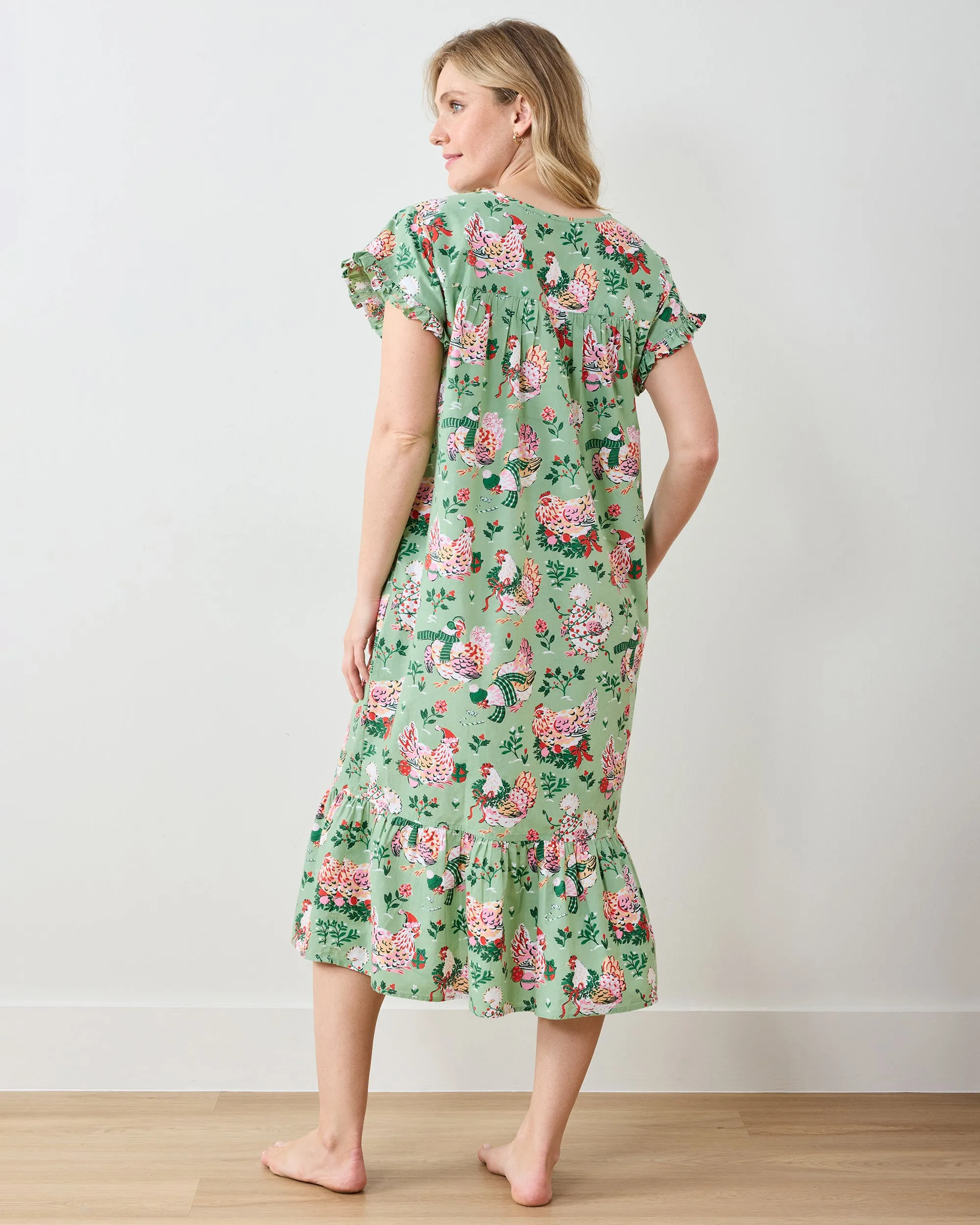 Holiday Hens - Daylight Nightgown - Sage sold by Printfresh product image thumbnail 4