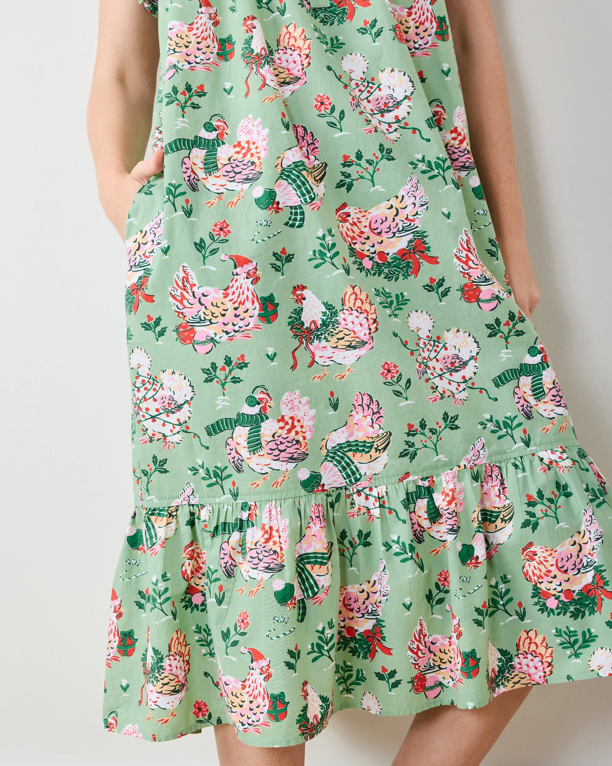 Holiday Hens - Daylight Nightgown - Sage sold by Printfresh product image thumbnail 3