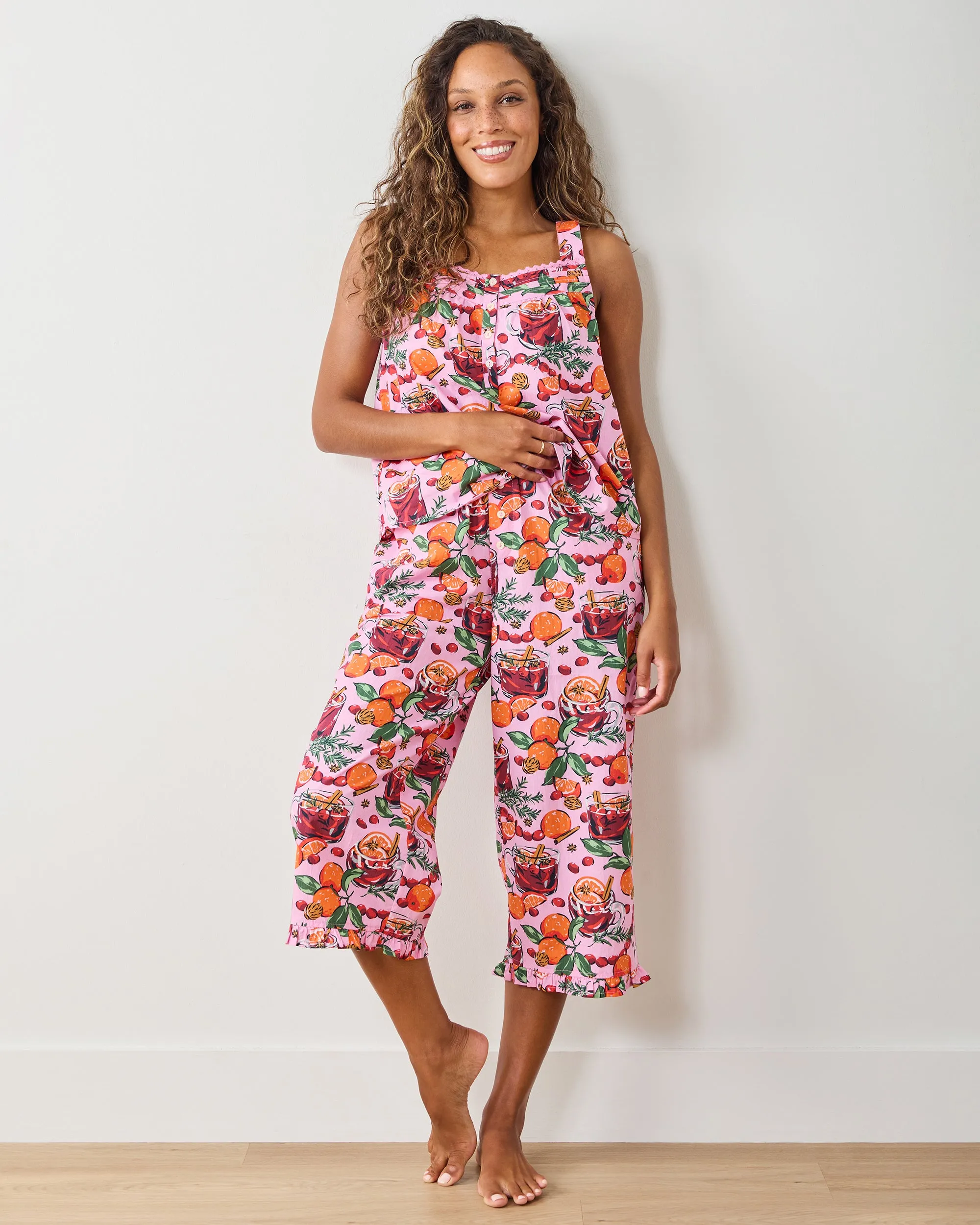 Mulled Wine - Back to Bed Cropped Pant Set - Pink Tinsel sold by Printfresh product image thumbnail 2