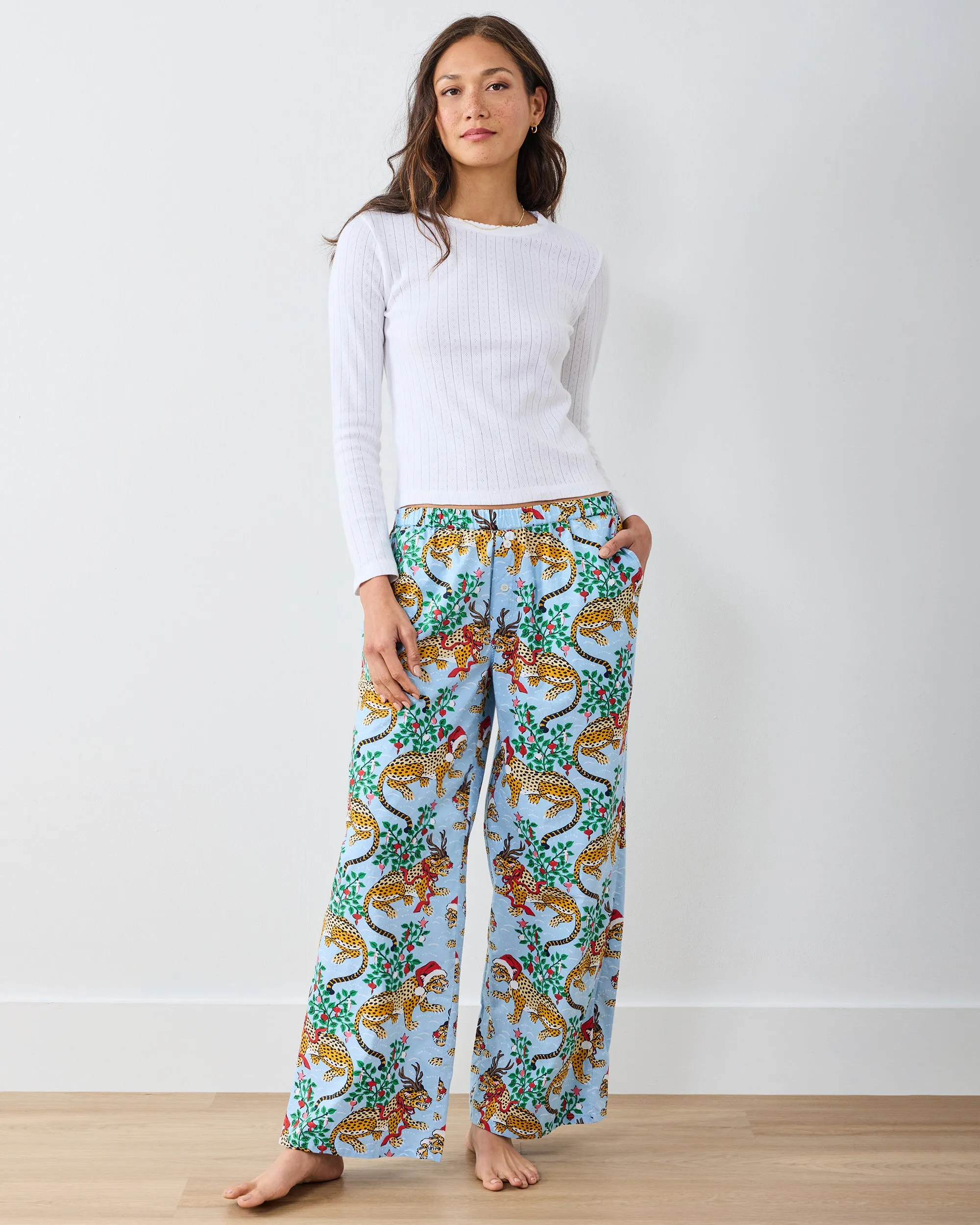 Very Merry Bagheera - Petite Wide Leg PJ Pant - Pale Blue sold by Printfresh product image thumbnail 4