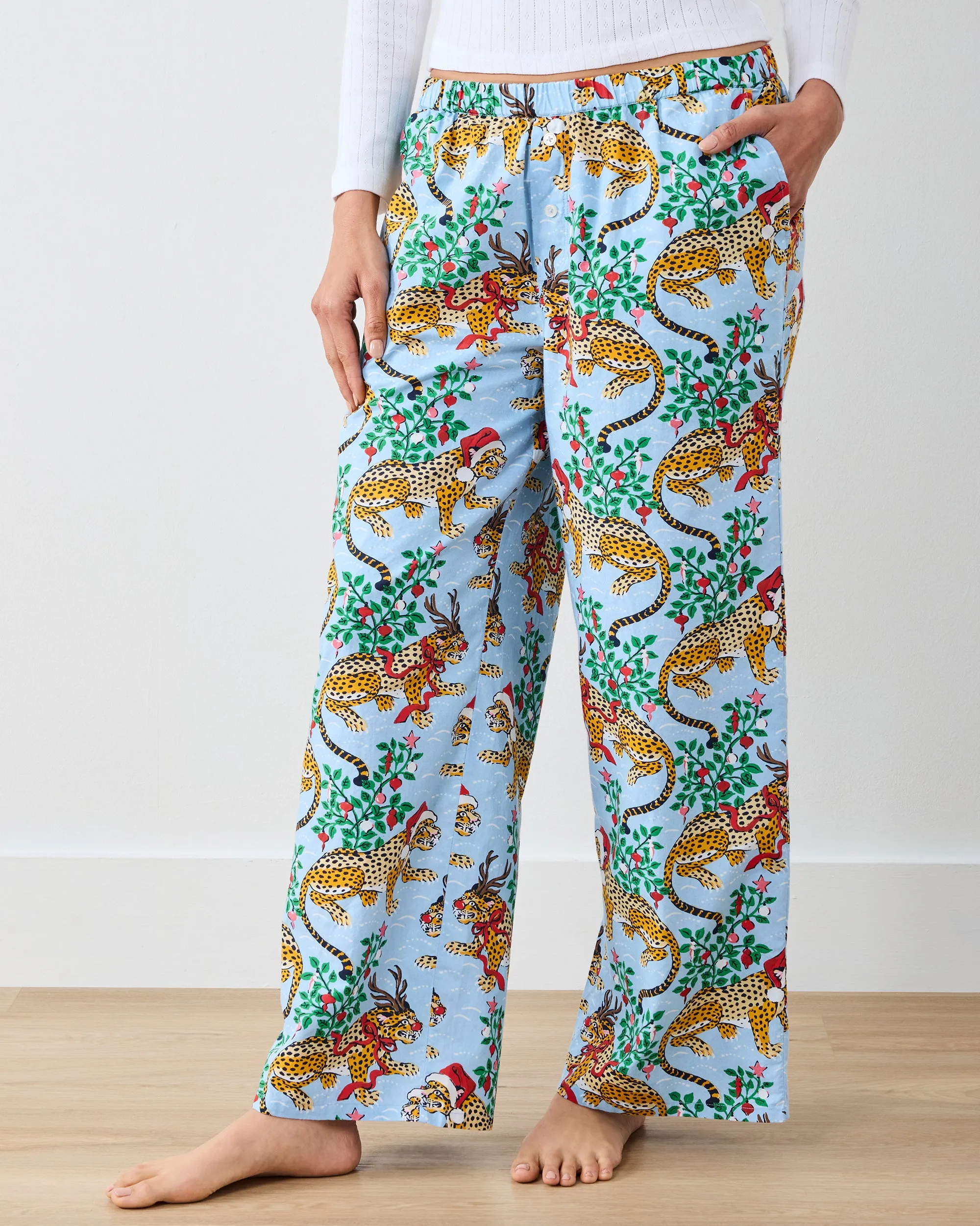 Very Merry Bagheera - Wide Leg PJ Pants - Pale Blue sold by Printfresh