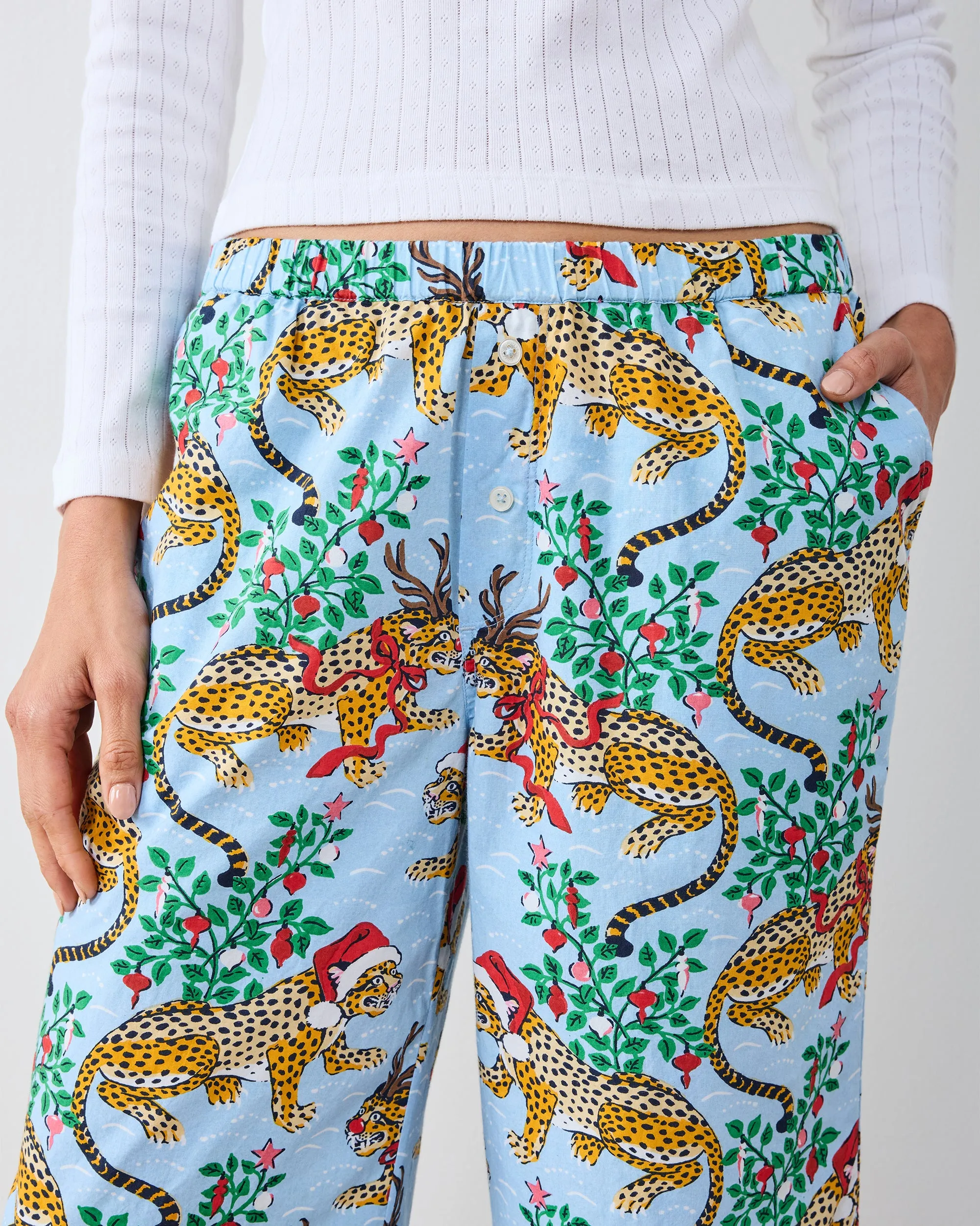 Very Merry Bagheera - Wide Leg PJ Pants - Pale Blue sold by Printfresh product image thumbnail 2