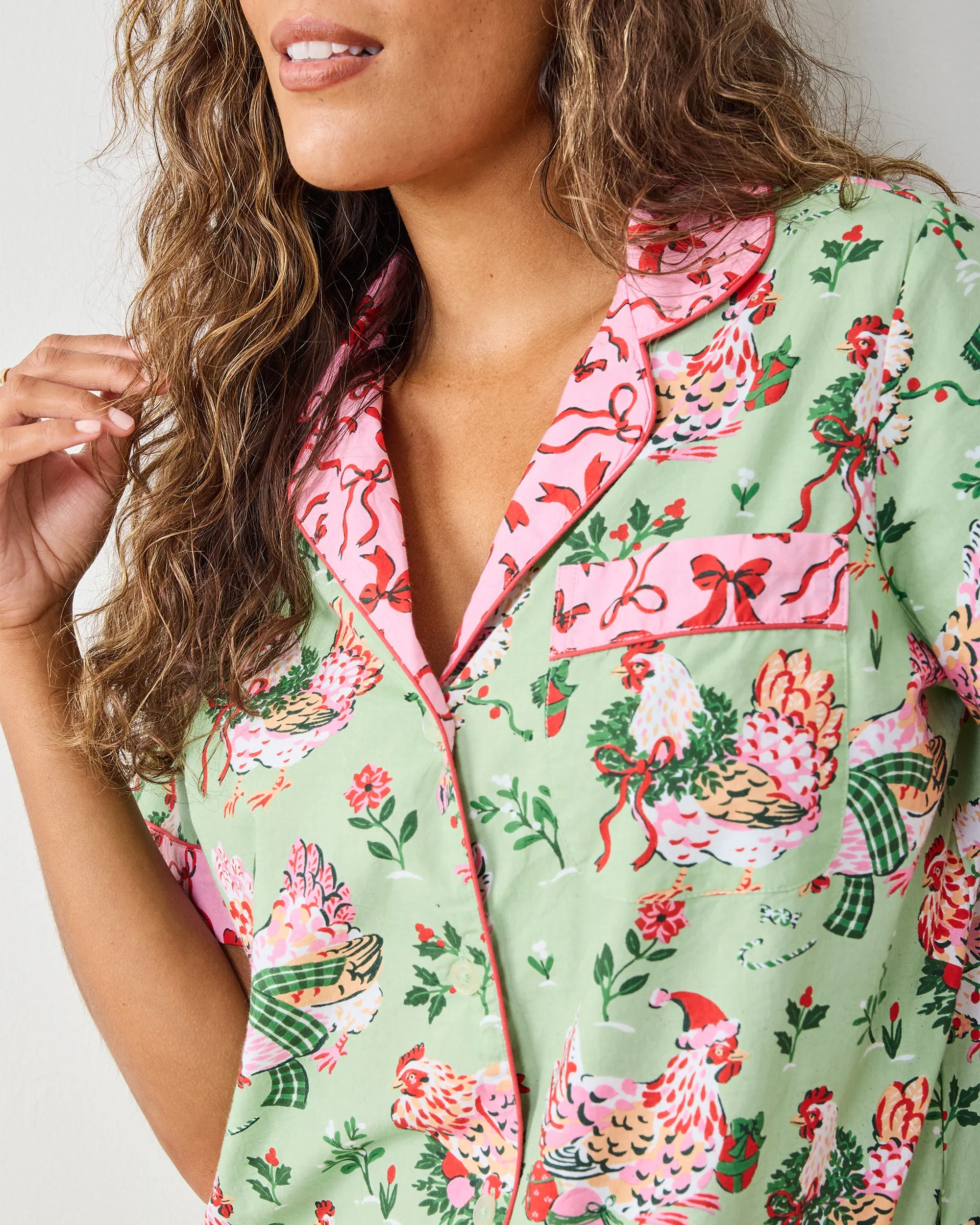 Holiday Hens - Short PJ Set - Sage sold by Printfresh product image thumbnail 5
