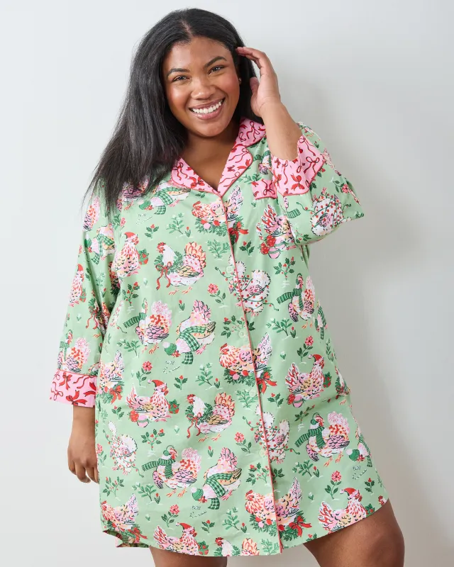 Holiday Hens - Sleep Shirt - Sage sold by Printfresh