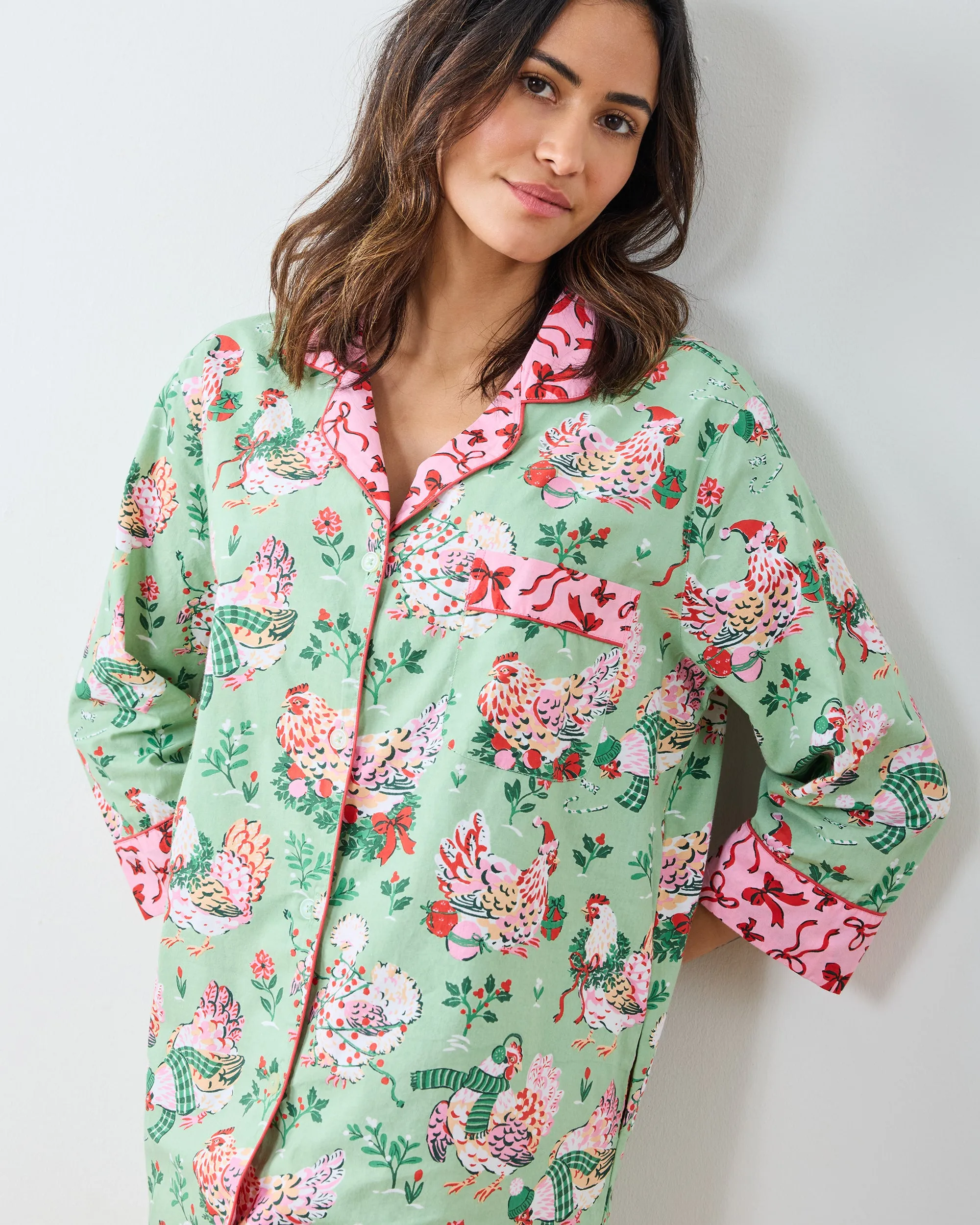 Holiday Hens - Sleep Shirt - Sage sold by Printfresh product image thumbnail 2