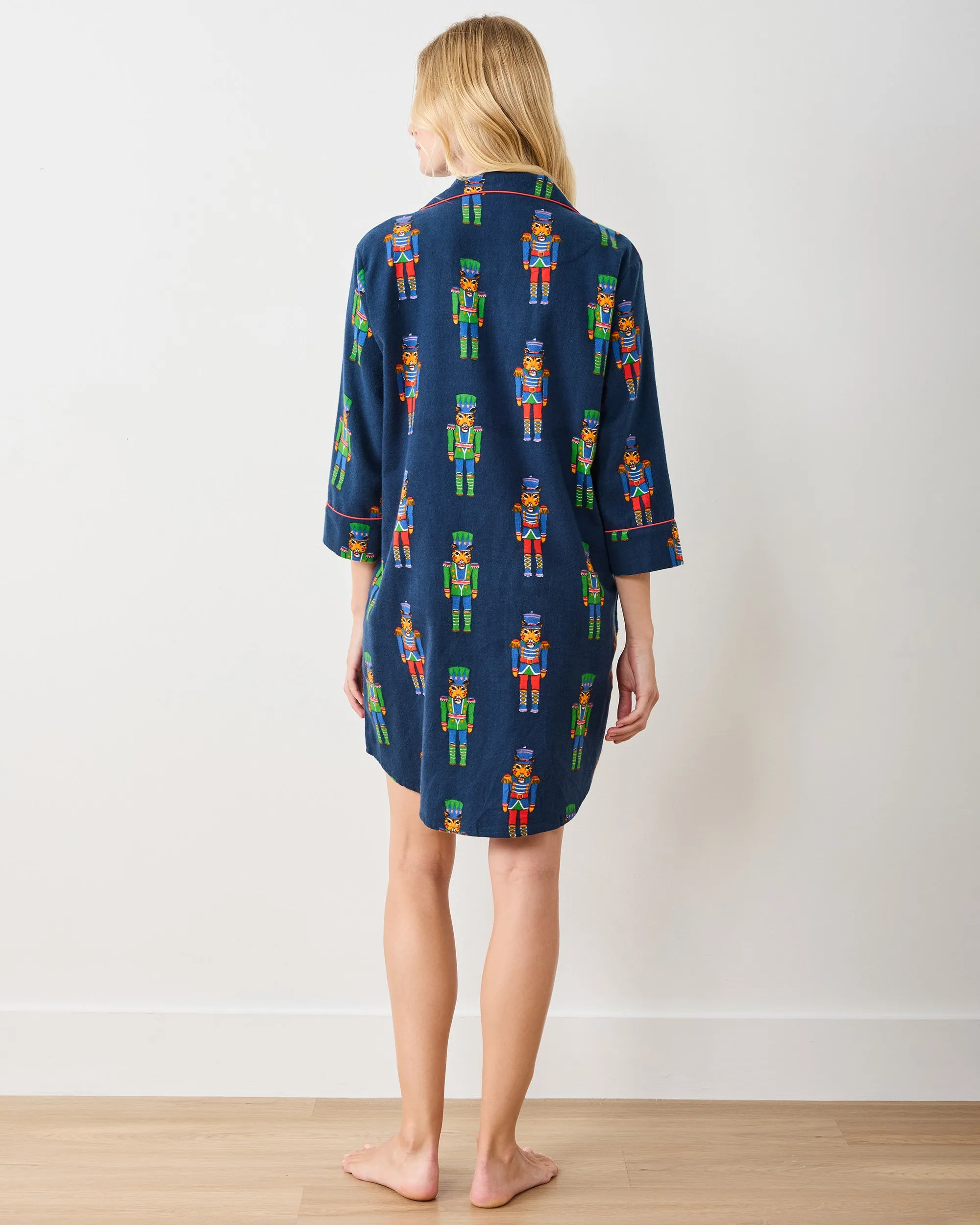 Leopard Nutcrackers - Midweight Flannel Sleep Shirt - Navy sold by Printfresh product image thumbnail 5