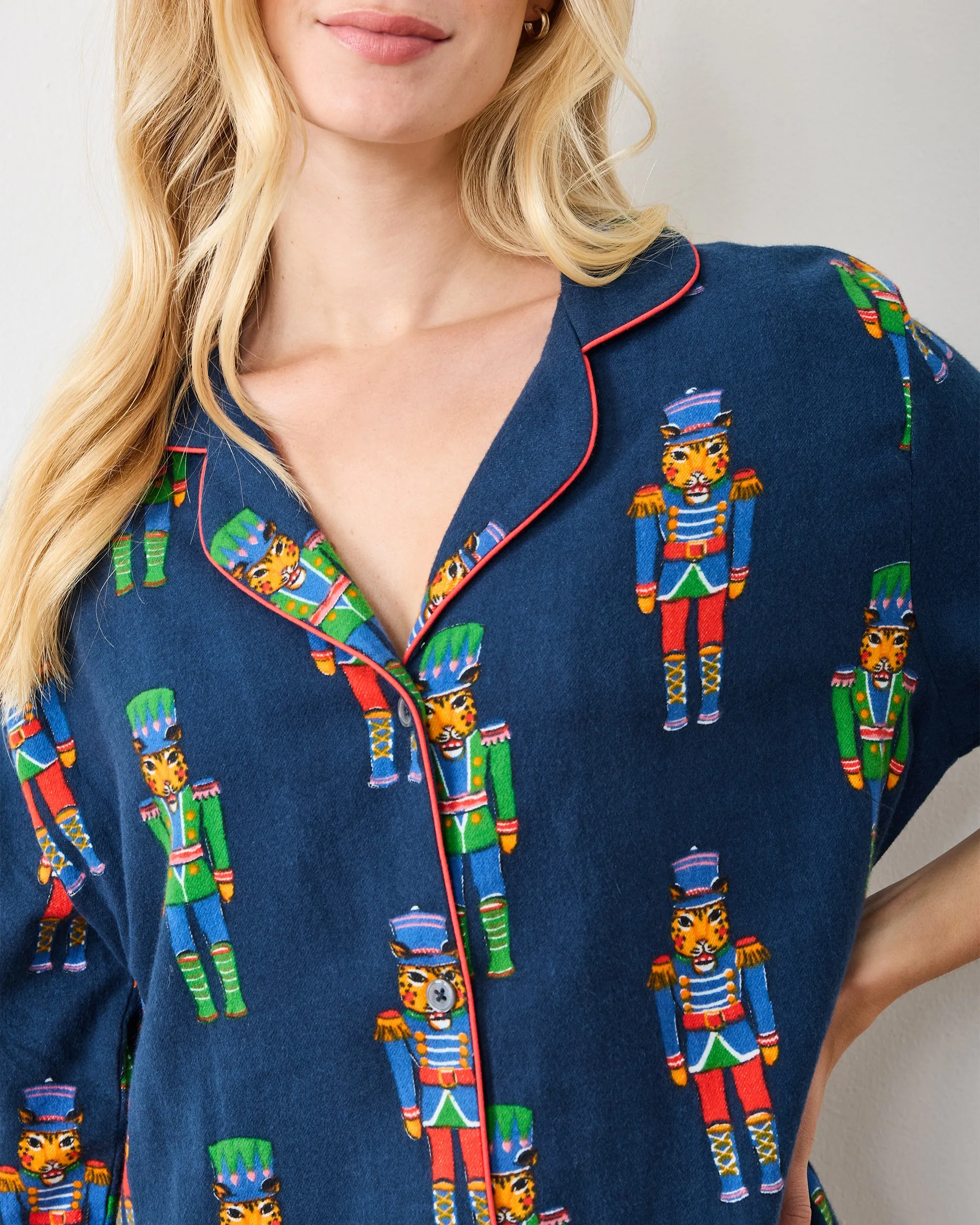 Leopard Nutcrackers - Midweight Flannel Sleep Shirt - Navy sold by Printfresh product image thumbnail 3