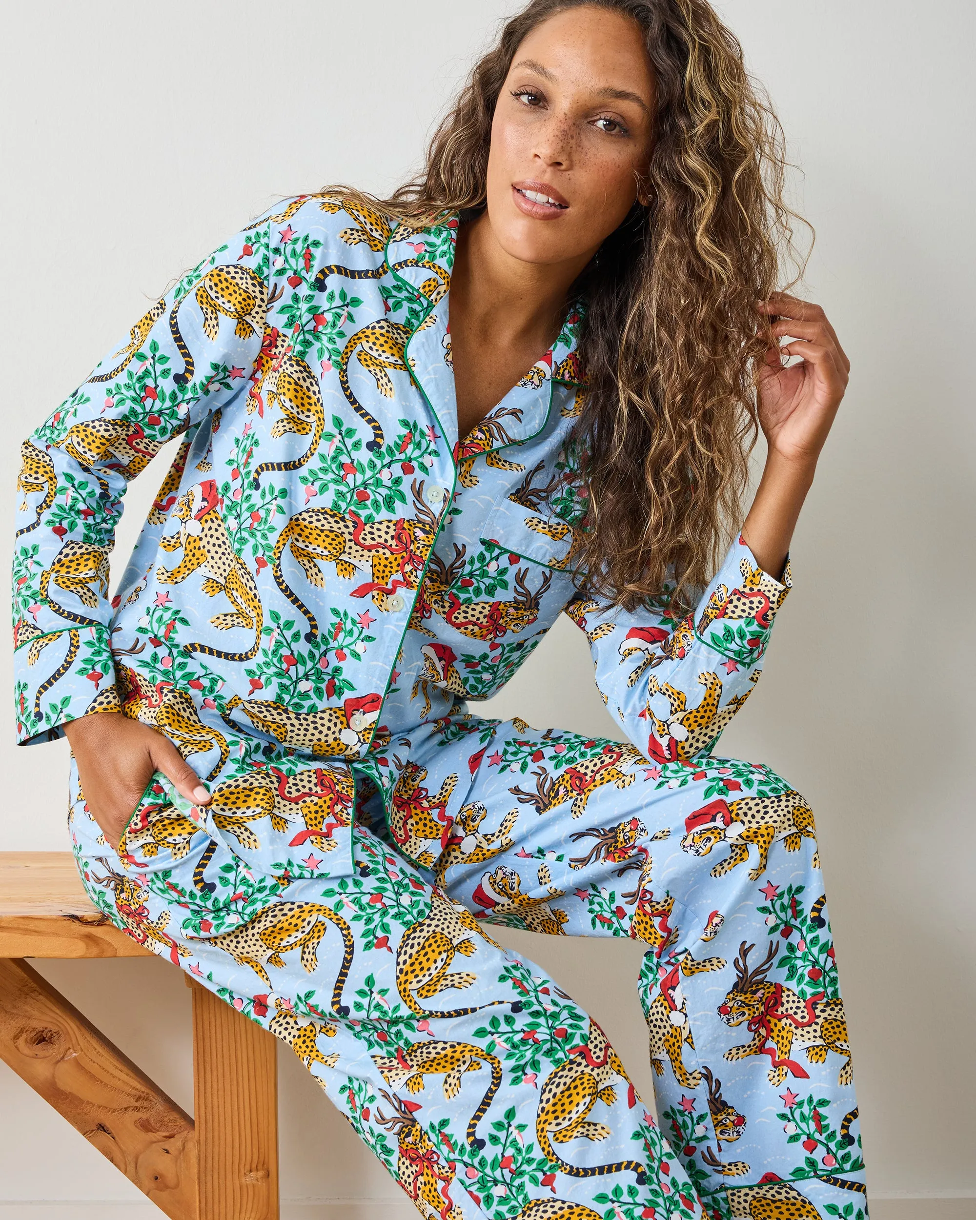 Very Merry Bagheera - Long PJ Set - Pale Blue sold by Printfresh