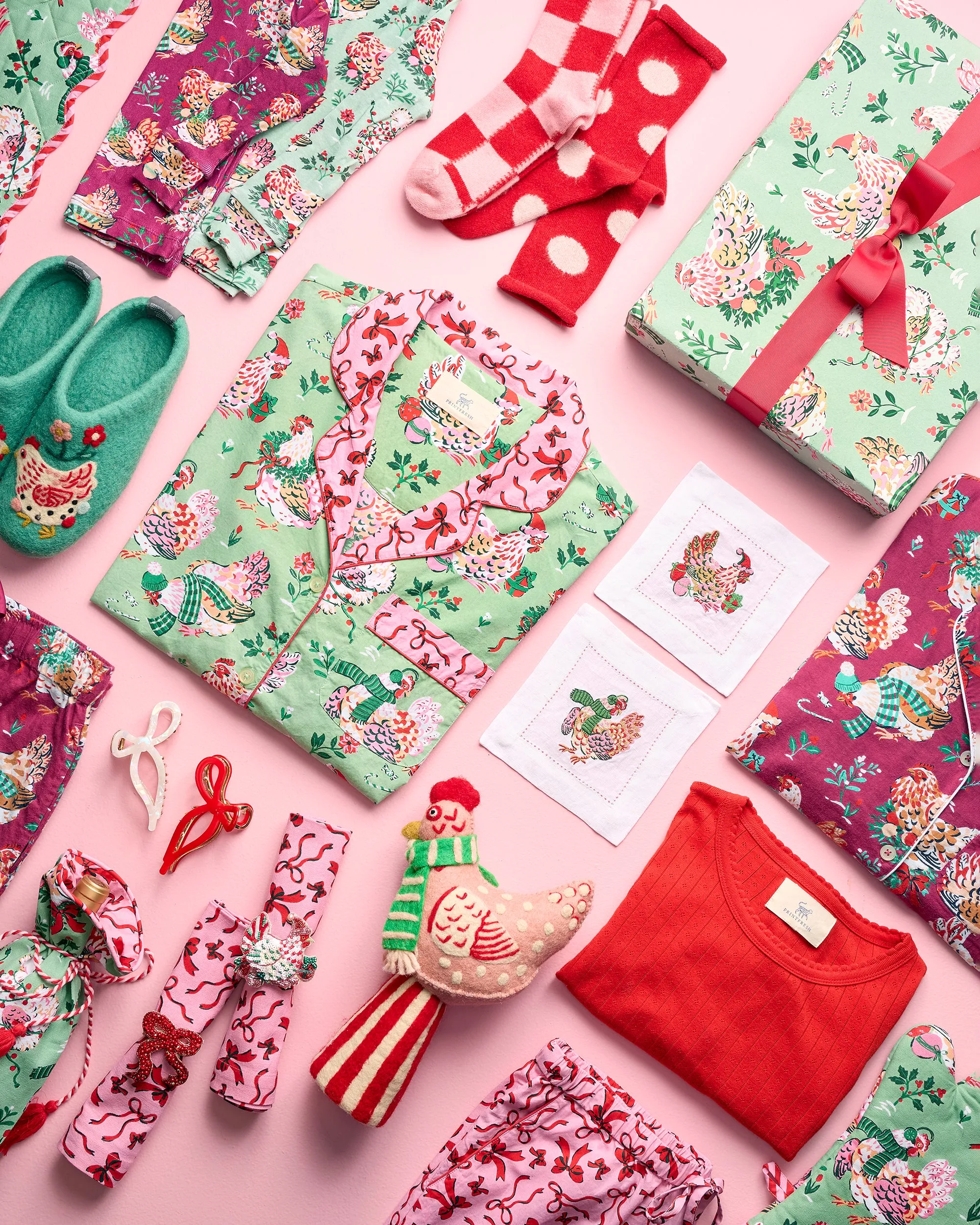 Holiday Hens - Long PJ Set - Sage sold by Printfresh product image thumbnail 4