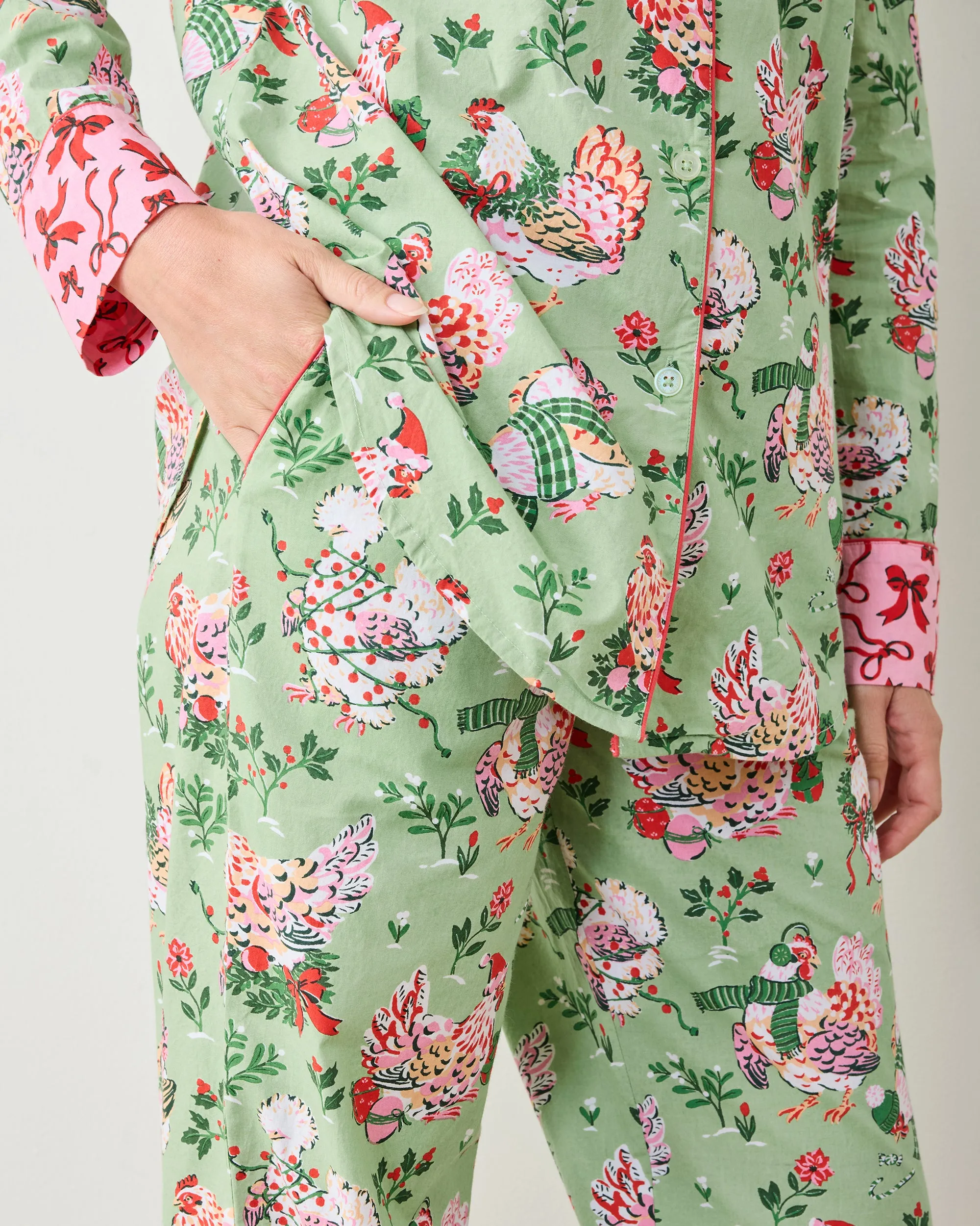 Holiday Hens - Tall Long PJ Set - Sage sold by Printfresh product image thumbnail 4