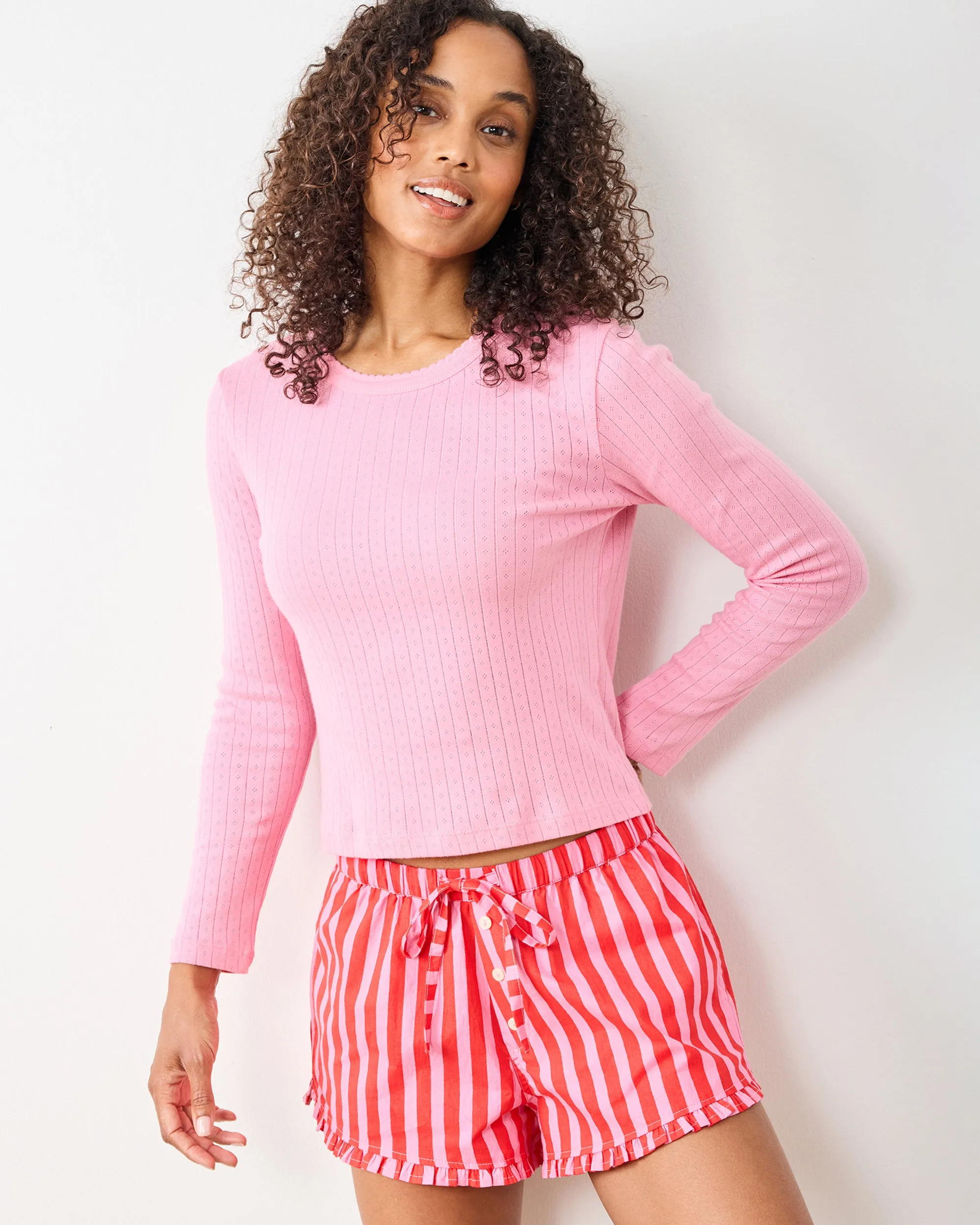 Pink Taffy - Pointelle Long Sleeve - Shirt sold by Printfresh product image thumbnail 2