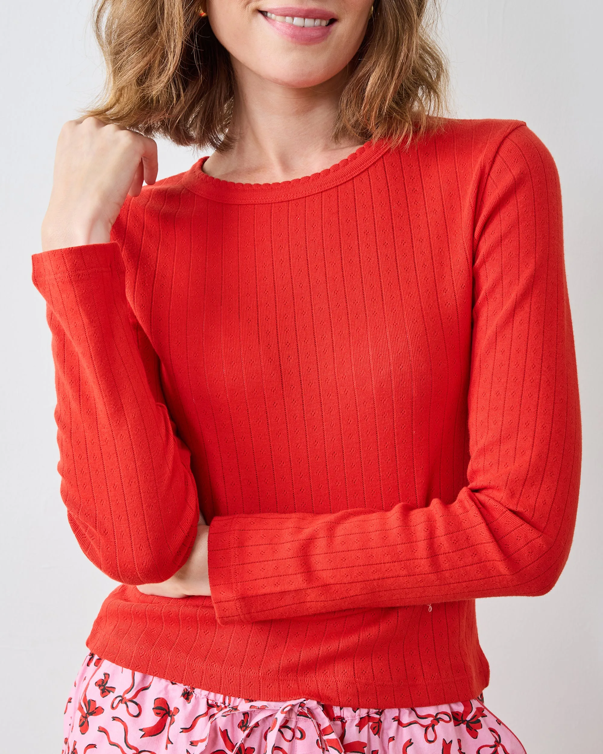 Candy Crimson - Pointelle Long Sleeve - Shirt sold by Printfresh product image thumbnail 5