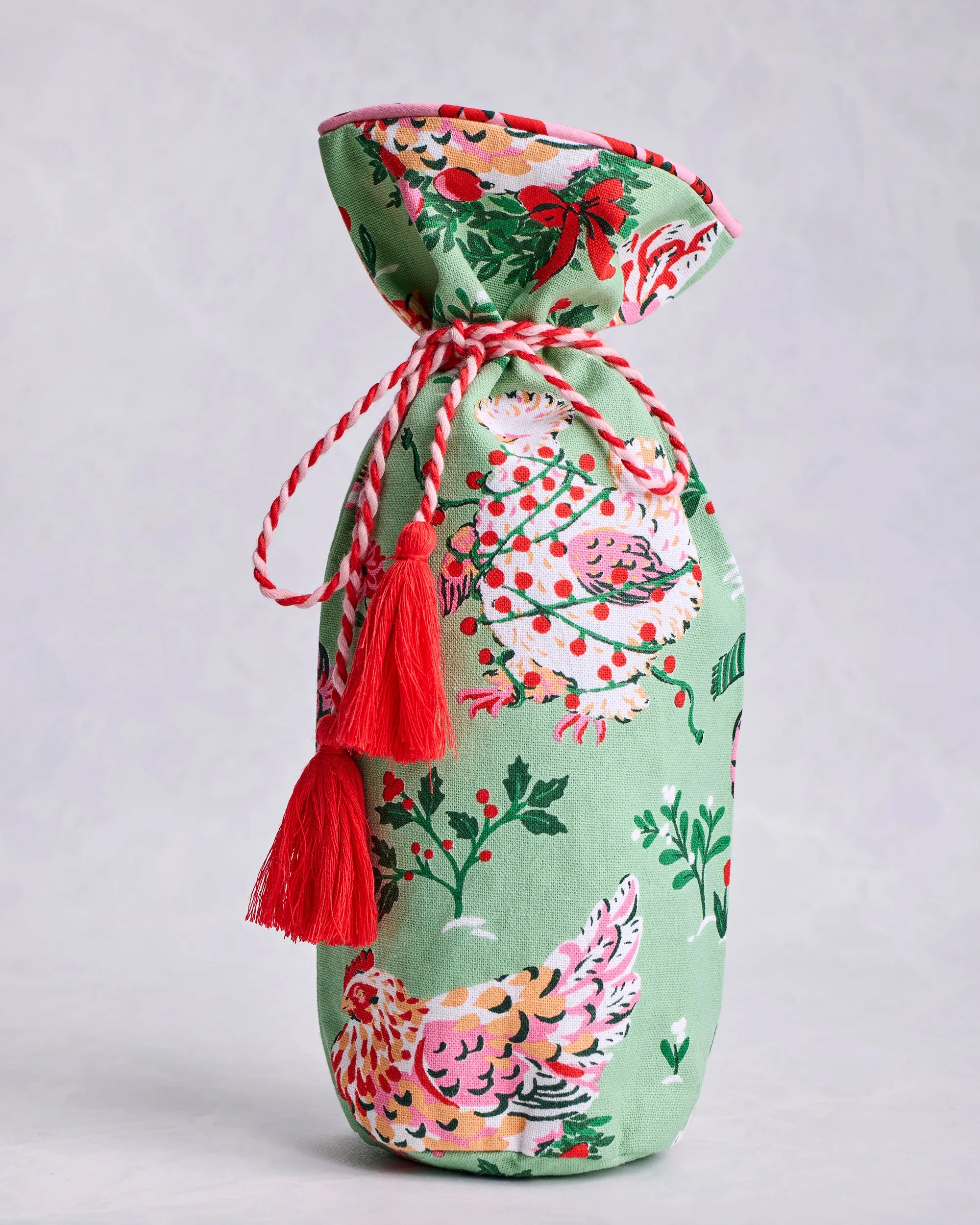 Holiday Hens - Wine Bag - Sage sold by Printfresh
