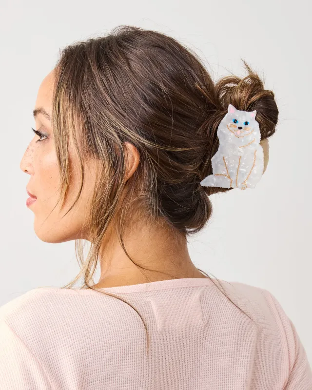 White - Hand Painted Persian Cat Claw Hair Clip - Solar Eclipse sold by Printfresh