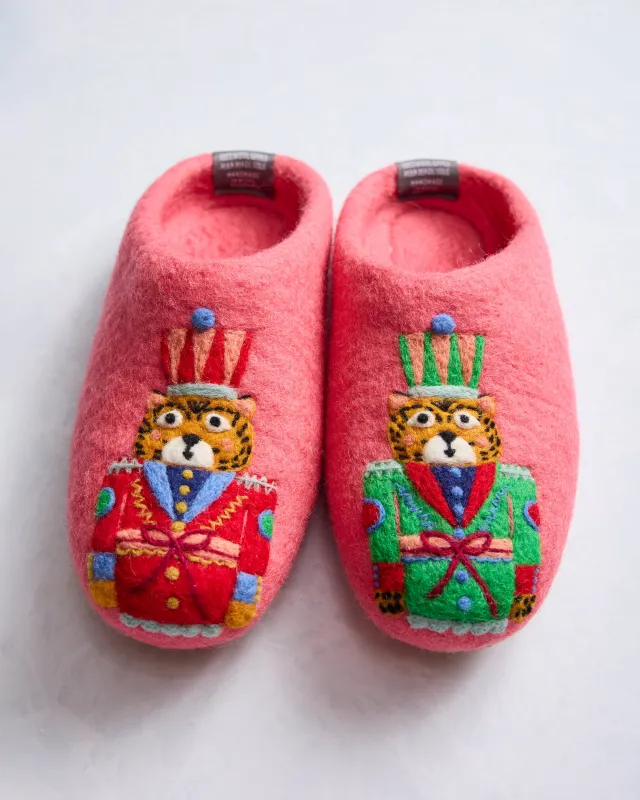French Knot X PF Slipper  - Leopard Nutcracker - Pink Candy Cane sold by Printfresh