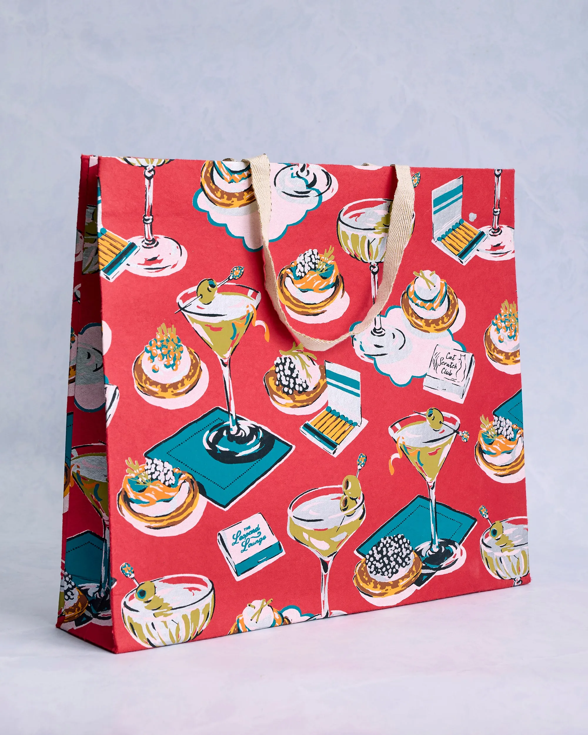 Blinis & Martinis - Handmade Gift Bag - Matchbook Red sold by Printfresh